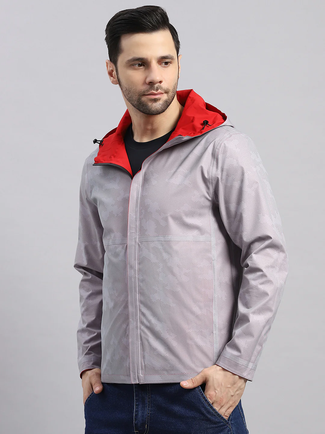 Luxuria Men Red Check Hooded Full Sleeve Reversible Jacket - Image 7