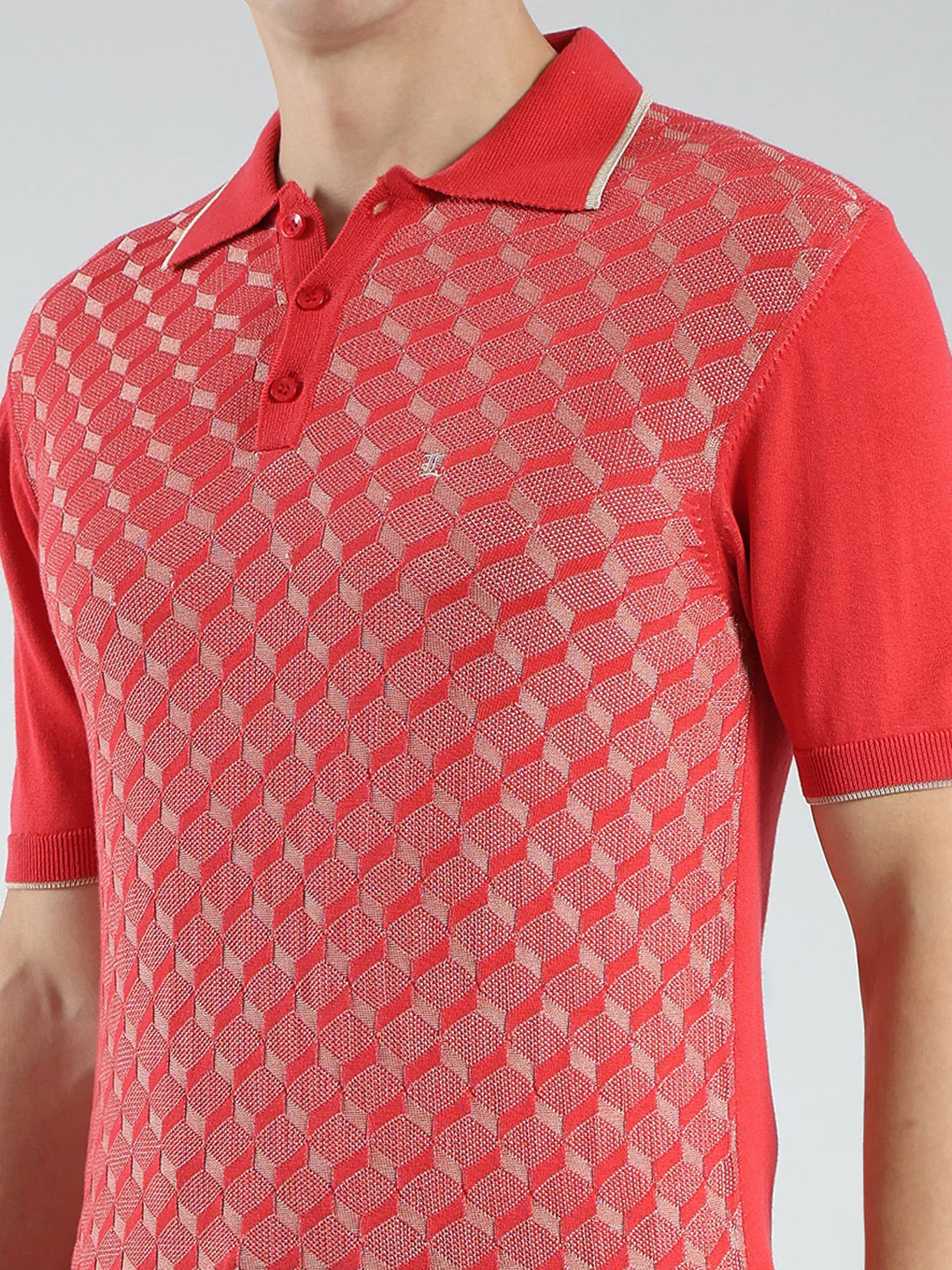 Luxuria Men Red Printed Collar Half Sleeve T-Shirt - Image 7