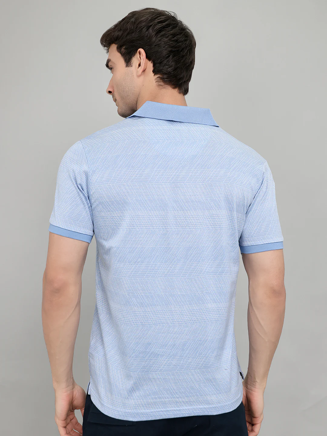 Luxuria Men Sky Blue Printed Collar Half Sleeve T-Shirt - Image 5