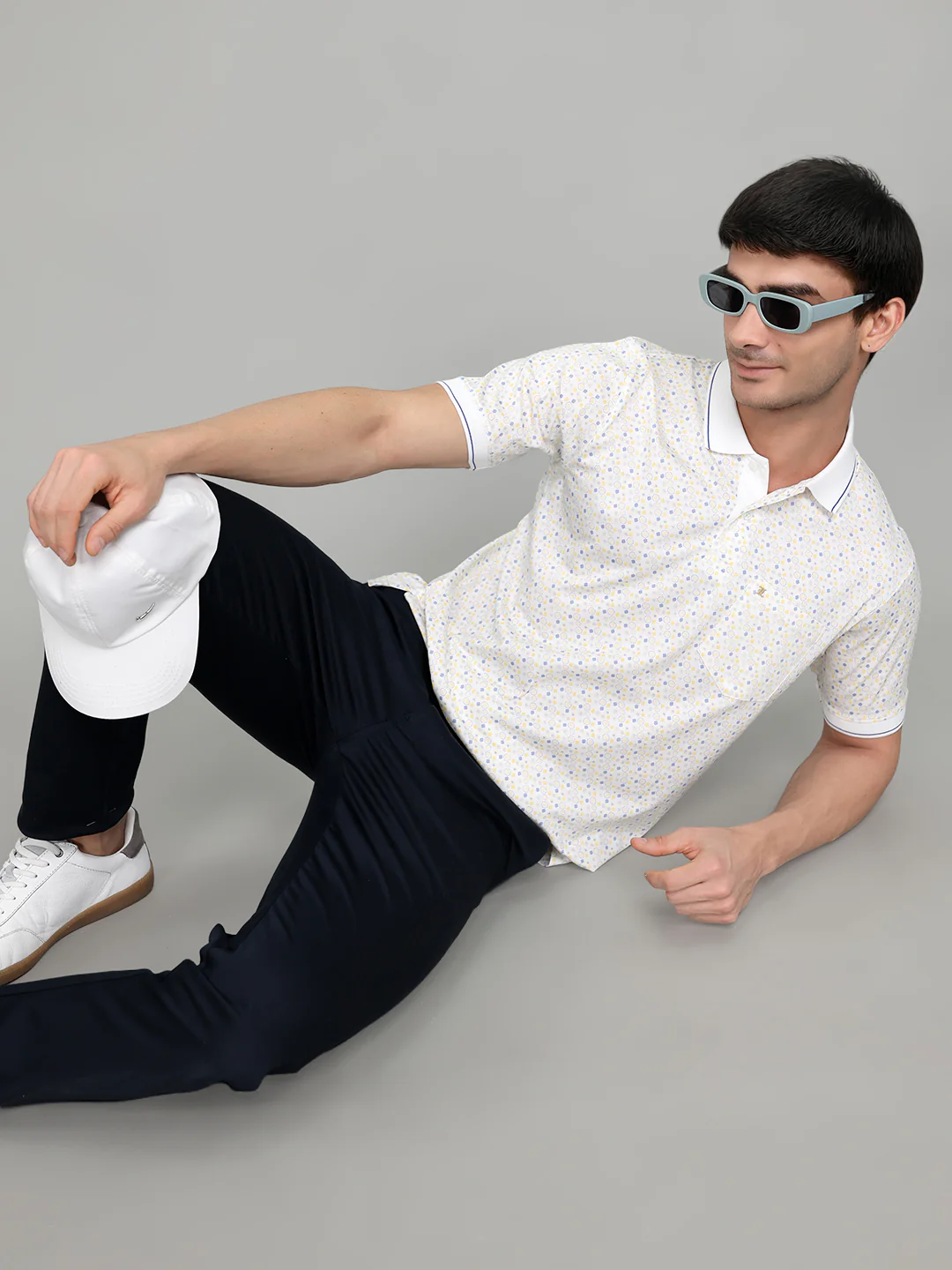 Luxuria Men White Printed Collar Half Sleeve T-Shirt - Image 6