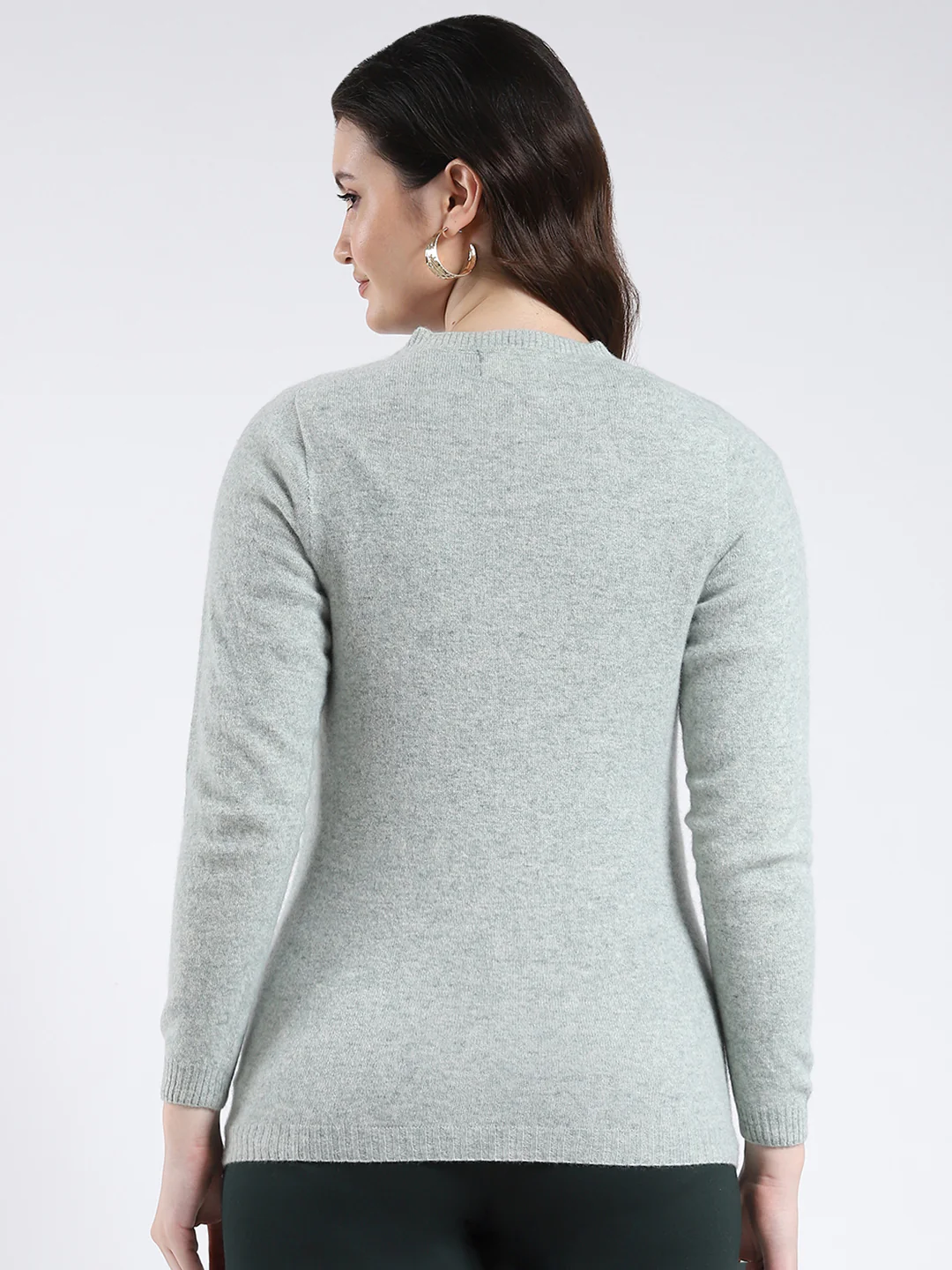 Luxuria Women Grey Solid V Neck Full Sleeve Cardigan - Image 5