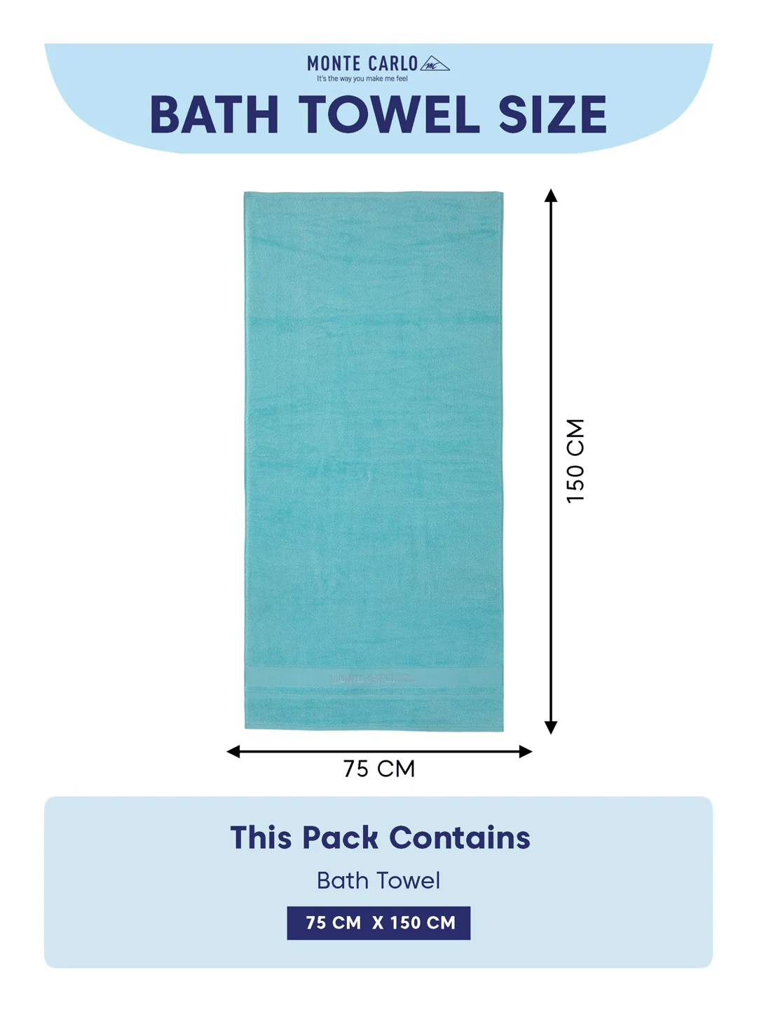 Luxury Aqua Blue 100% Cotton Solid 625 GSM Bath Towel Eusapia 1 Pc Box Pack - Image 8