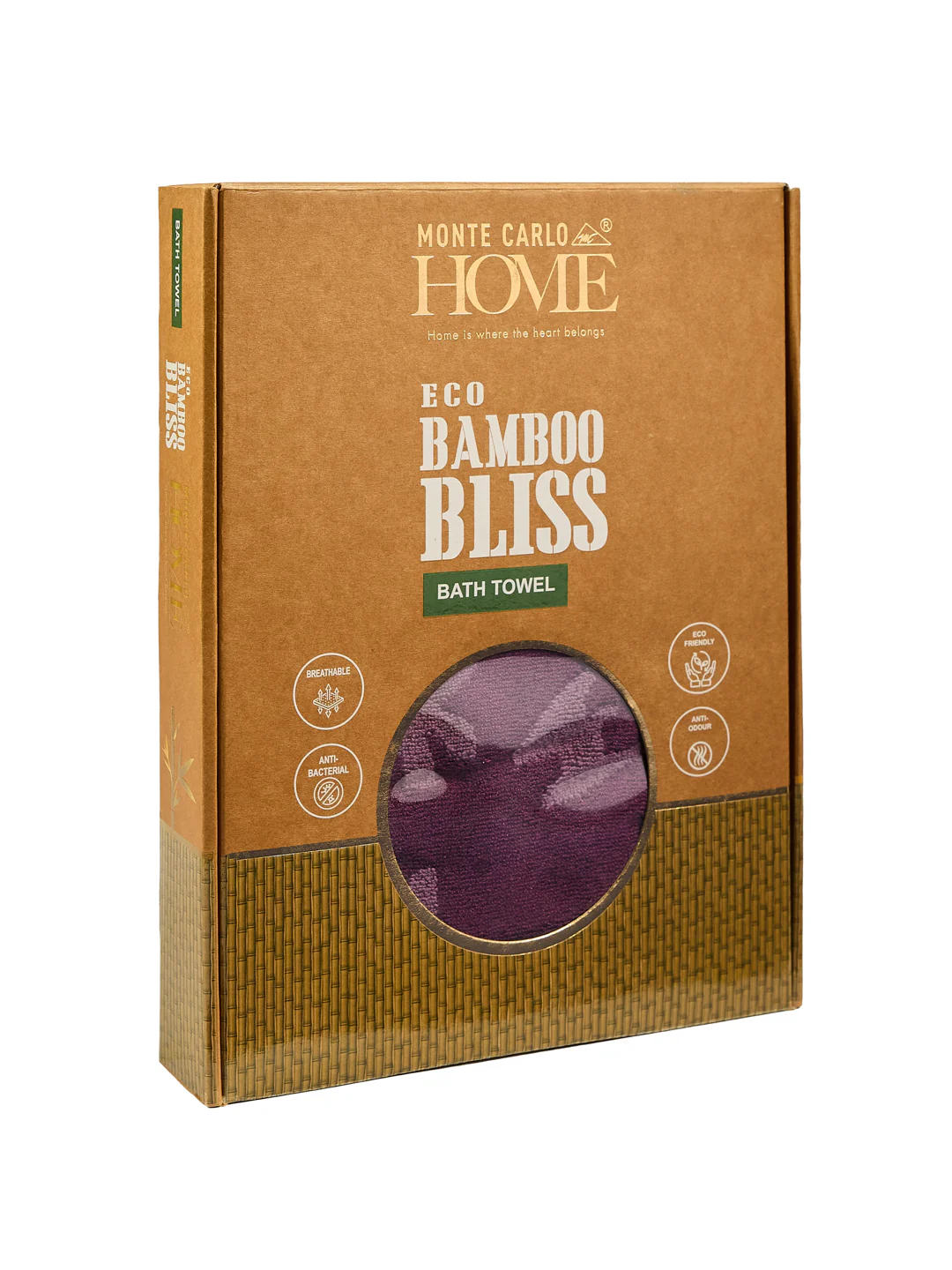 Luxury Burgundy Bamboo Cotton Self Design 630 GSM Bath Towel Eco Bamboo Bliss 1 Pc Box Pack - Image 9