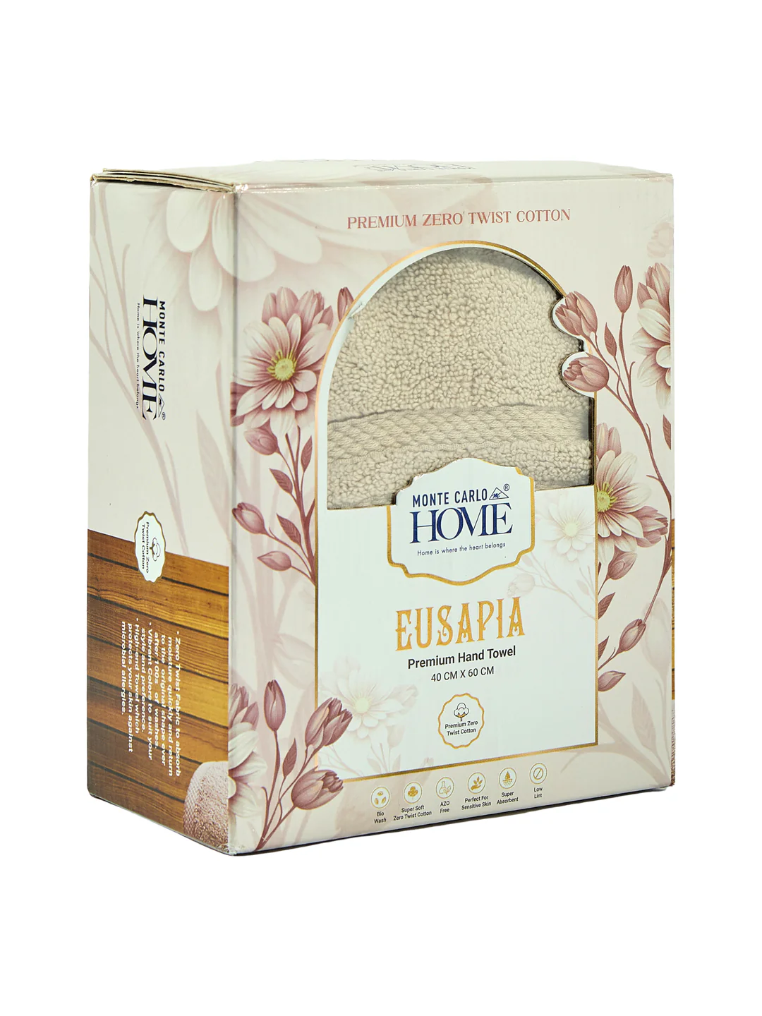 Luxury Cream 100% Cotton Solid 625 GSM Hand Towel Eusapia 2 Pc Set Box Pack - Image 11