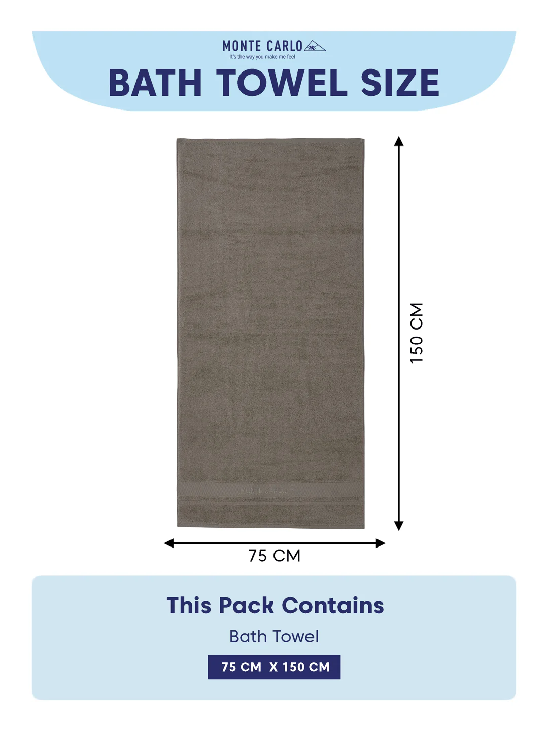 Luxury Grey 100% Cotton Solid 625 GSM Bath Towel Eusapia 1 Pc Box Pack - Image 8