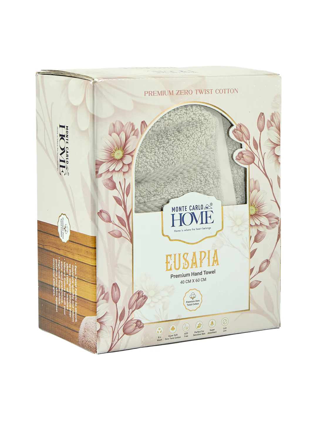 Luxury Grey 100% Cotton Solid 625 GSM Hand Towel Eusapia 2 Pc Set Box Pack - Image 11