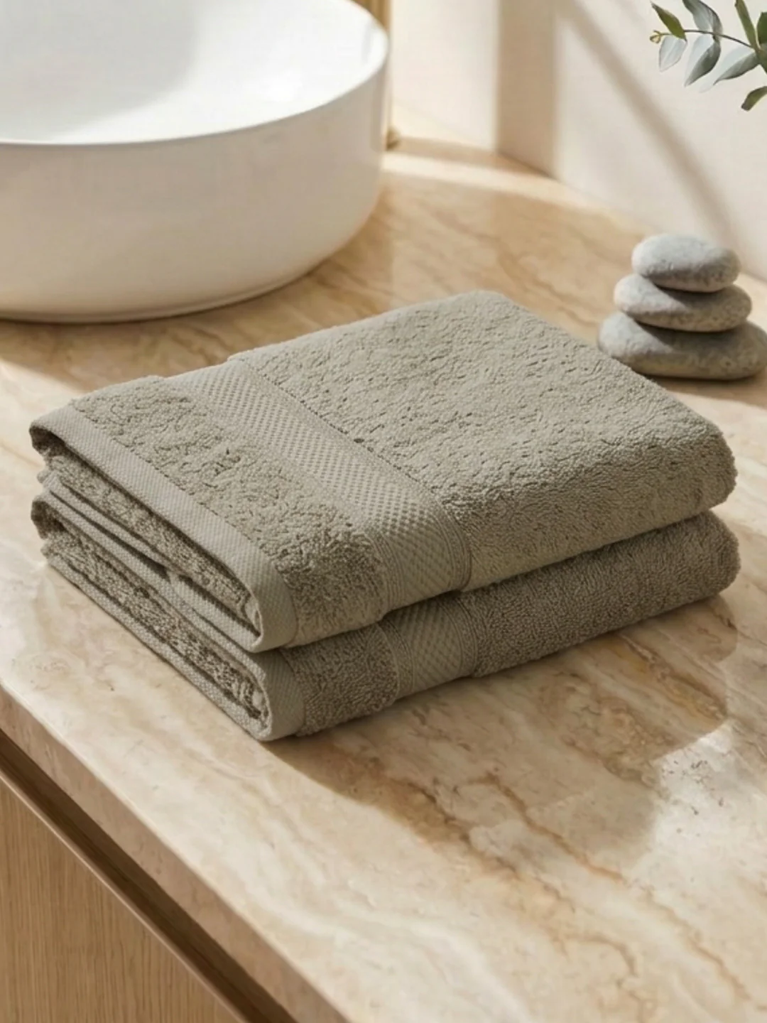 Luxury Grey 100% Cotton Solid 625 GSM Hand Towel Eusapia 2 Pc Set Box Pack - Image 2