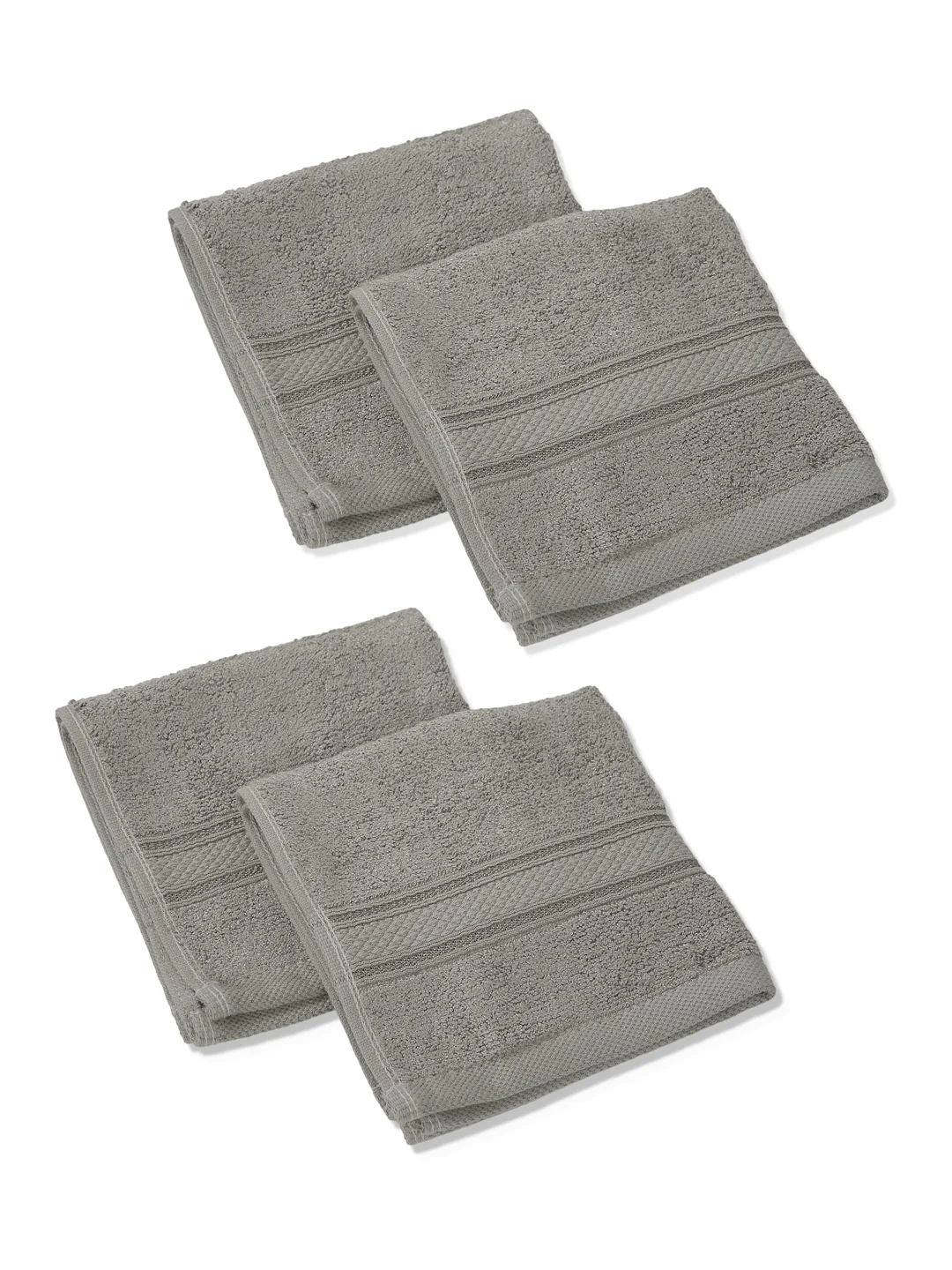 Luxury Grey Solid 600 GSM Face Towel 4 Pc Set (Eco Bamboo Collection) - Image 4