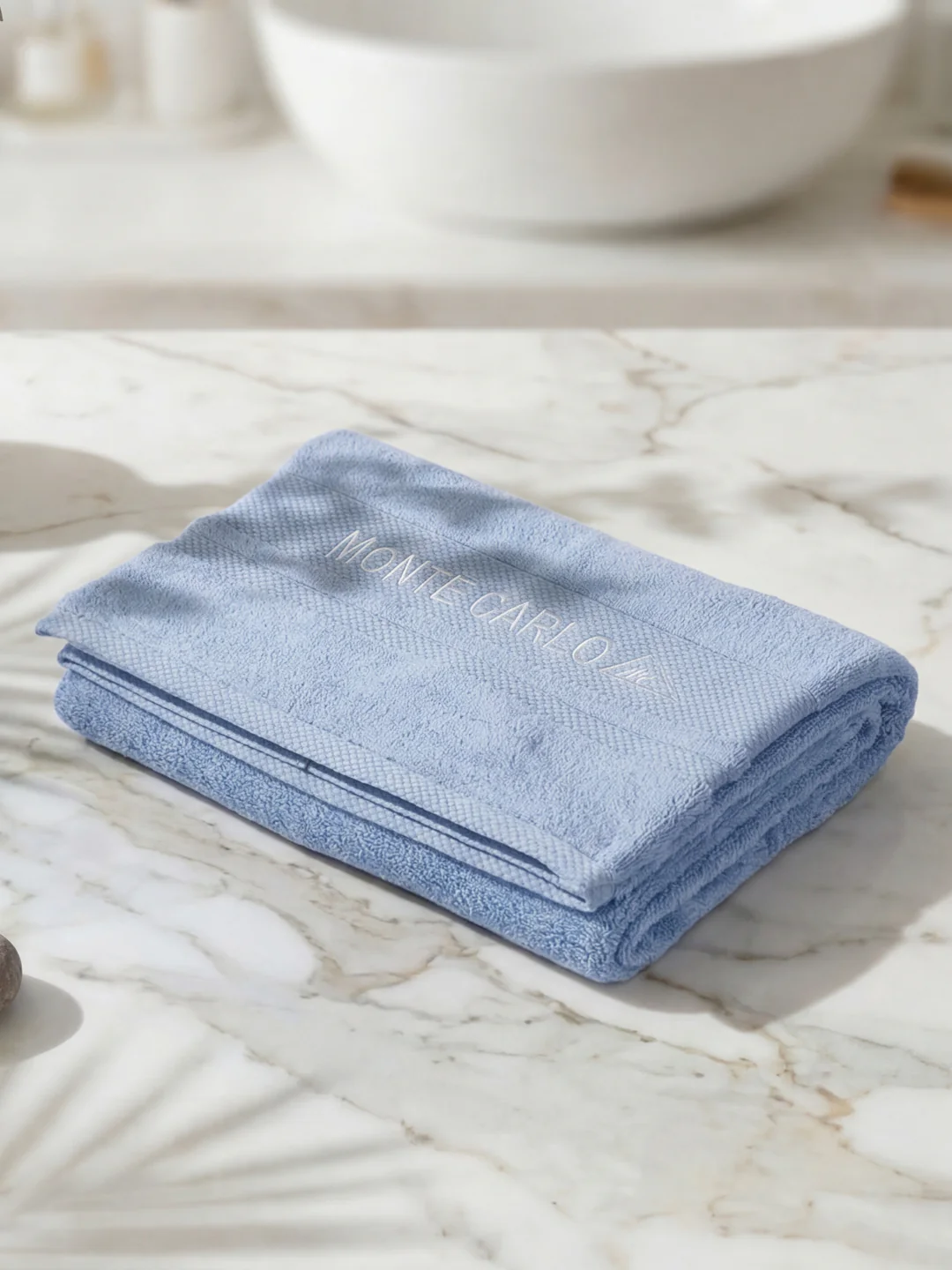 Luxury Light Blue 100% Cotton Solid 625 GSM Bath Towel Eusapia 1 Pc Box Pack - Image 2