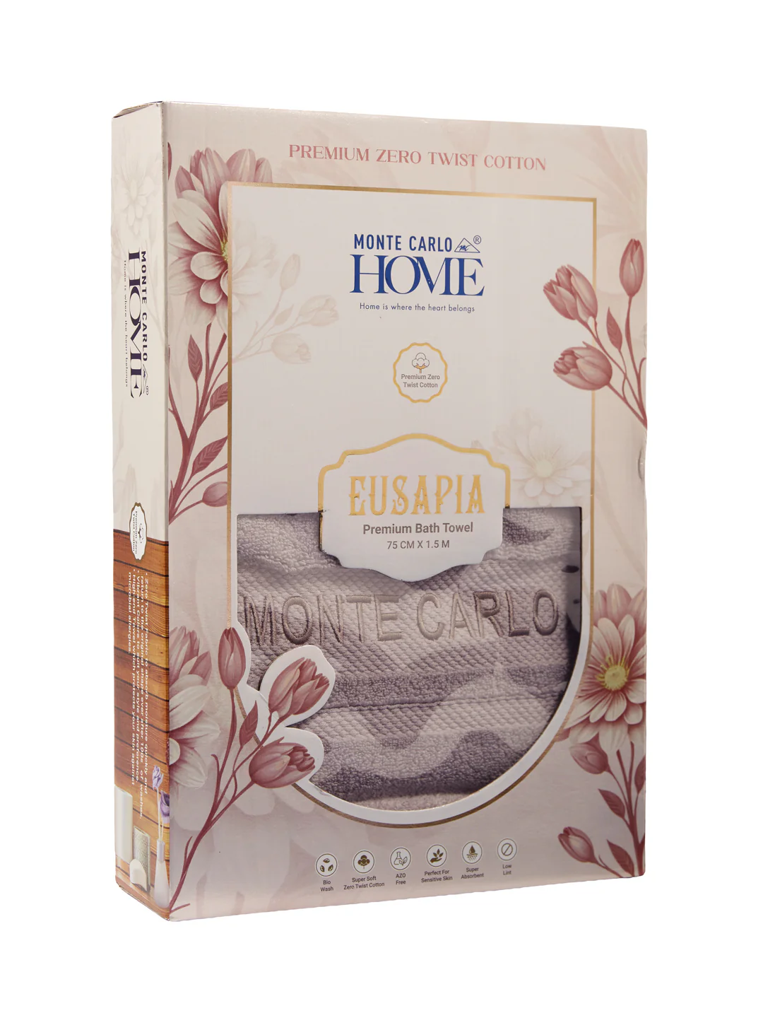 Luxury Light Grey 100% Cotton Solid 625 GSM Bath Towel Eusapia 1 Pc Box Pack - Image 9