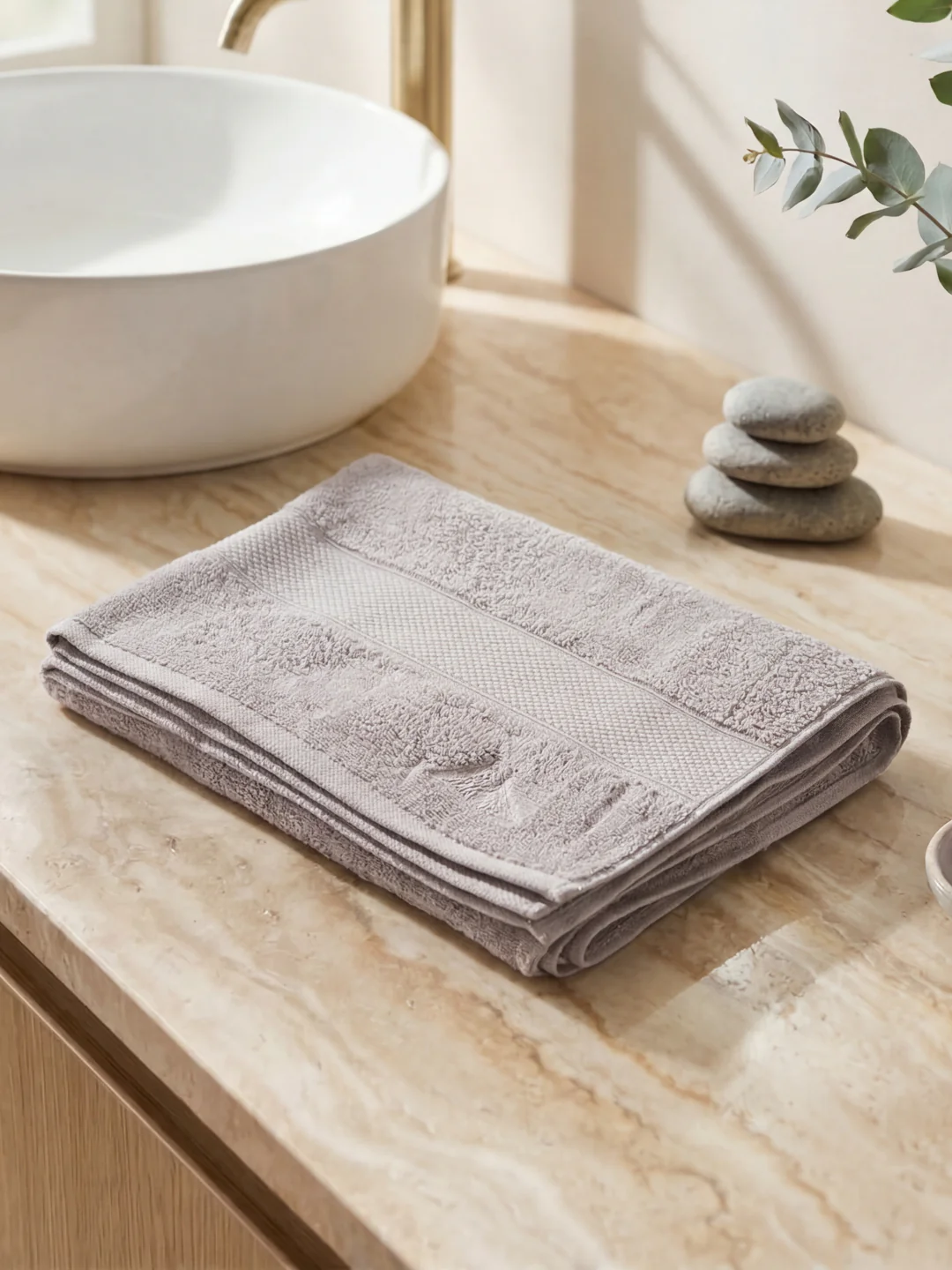 Luxury Light Grey Bamboo Cotton Solid 600 GSM Bath Towel Eco Bamboo 1 Pc Pvc Pack - Image 2
