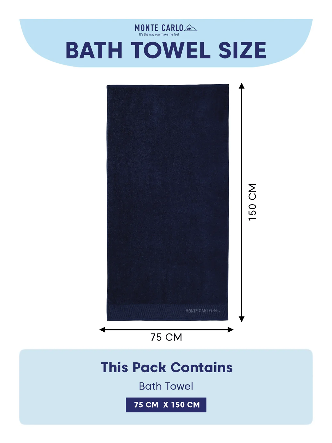 Luxury Navy Blue 100% Cotton Solid 650 GSM Bath Towel Egyptian 1 Pc Box Pack - Image 8