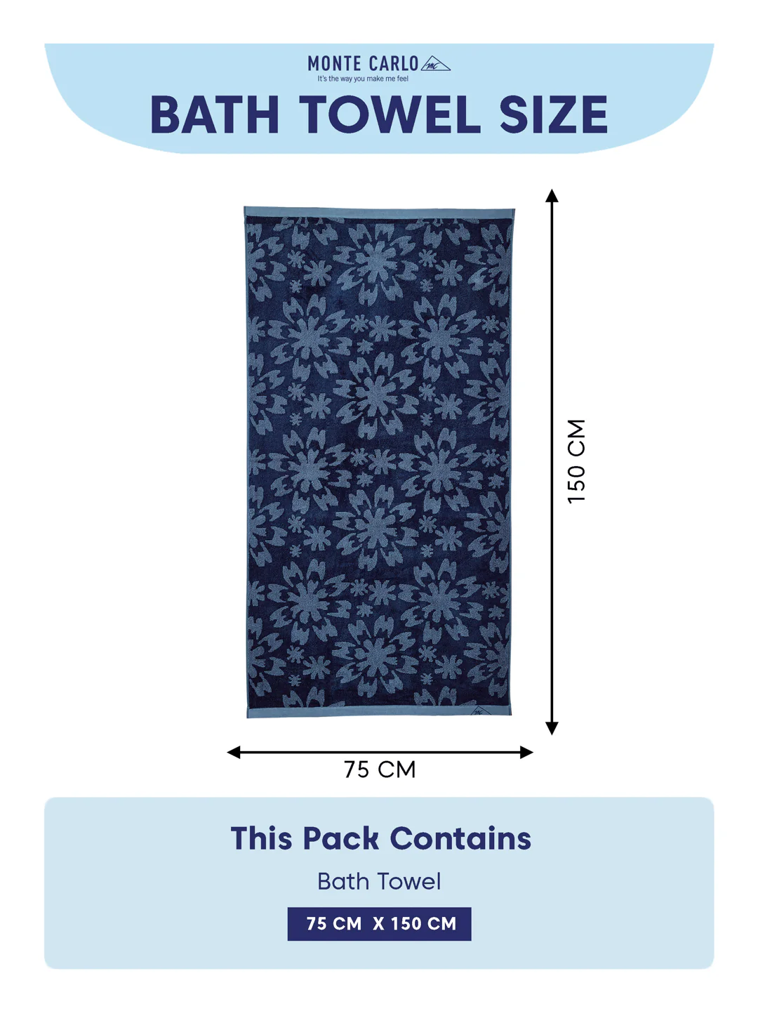 Luxury Navy Blue Bamboo Cotton Self Design 630 GSM Bath Towel Eco Bamboo Bliss 1 Pc Box Pack - Image 8