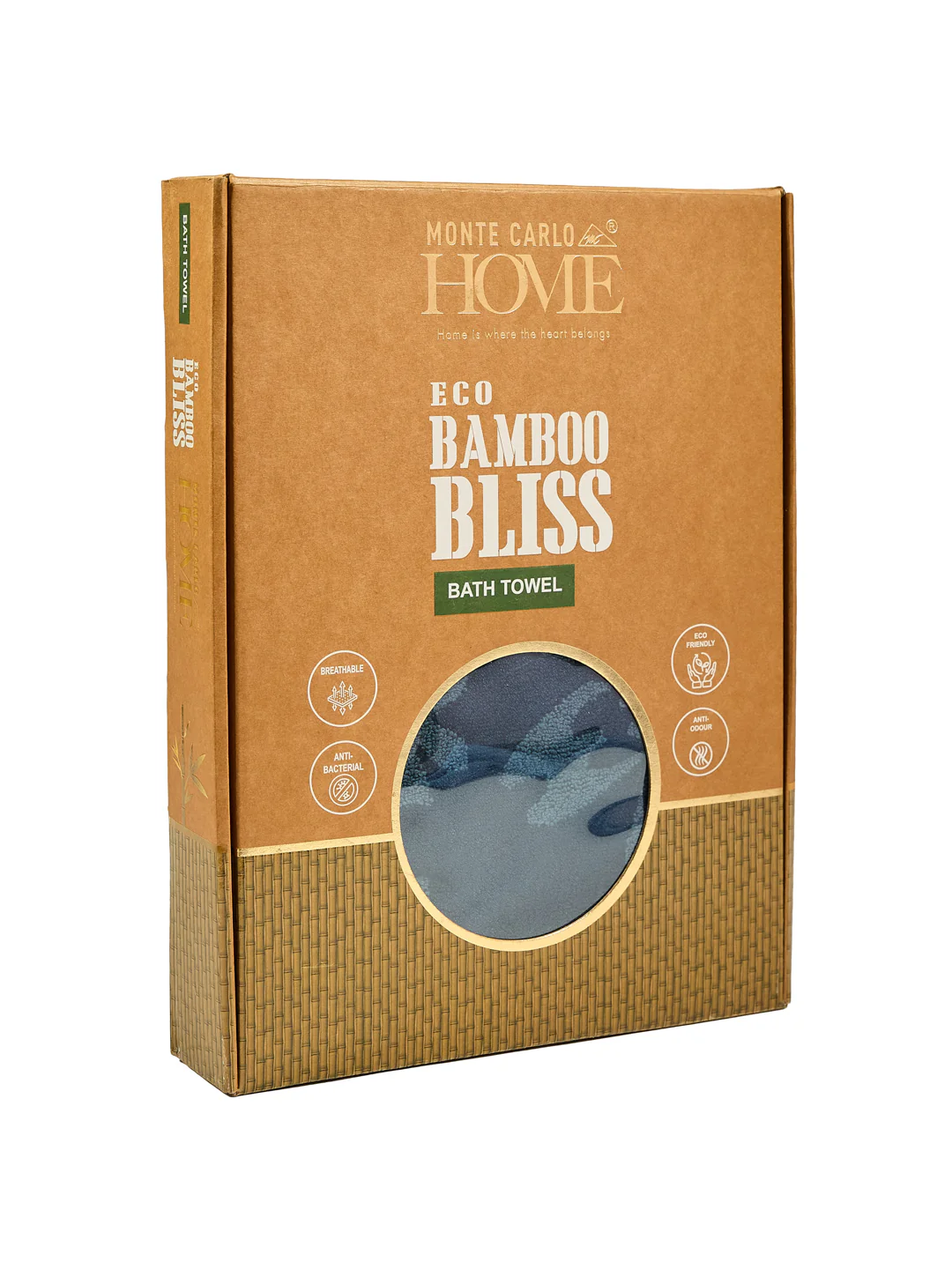 Luxury Navy Blue Bamboo Cotton Self Design 630 GSM Bath Towel Eco Bamboo Bliss 1 Pc Box Pack - Image 9