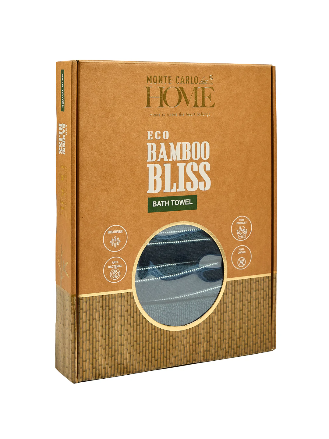 Luxury Navy Blue Bamboo Cotton Self Design 630 GSM Bath Towel Eco Bamboo Bliss 1 Pc Box Pack - Image 9