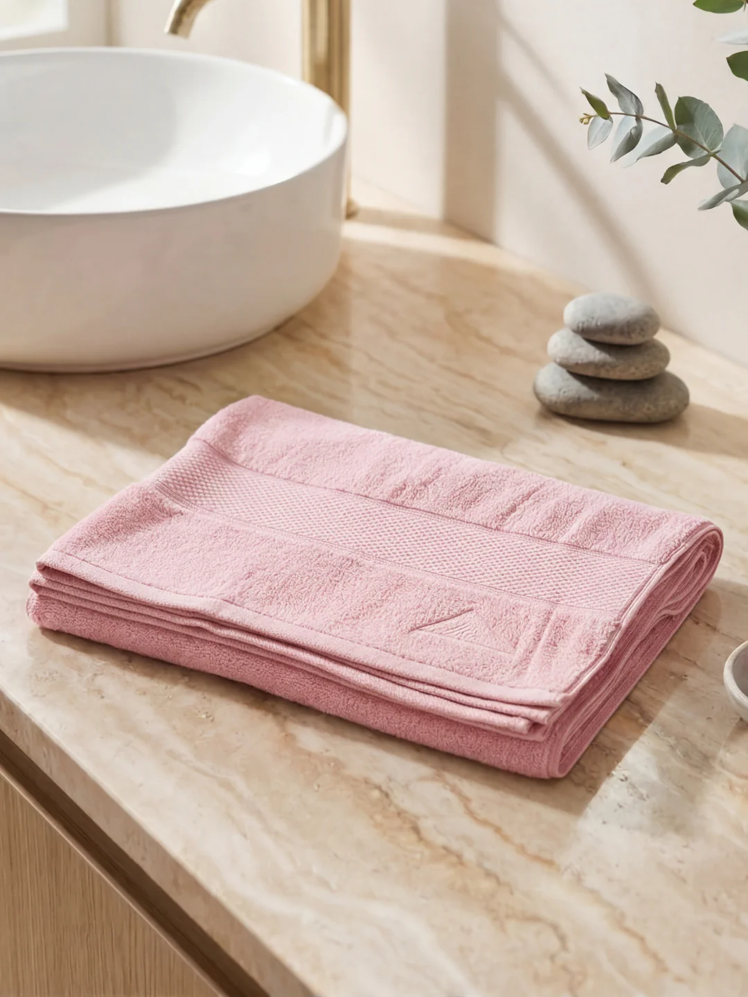 Luxury Pink Bamboo Cotton Solid 600 GSM Bath Towel Eco Bamboo 1 Pc Pvc Pack - Image 2