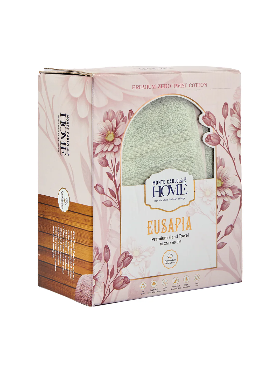 Luxury Sea Green 100% Cotton Solid 625 GSM Hand Towel Eusapia 2 Pc Set Box Pack - Image 11