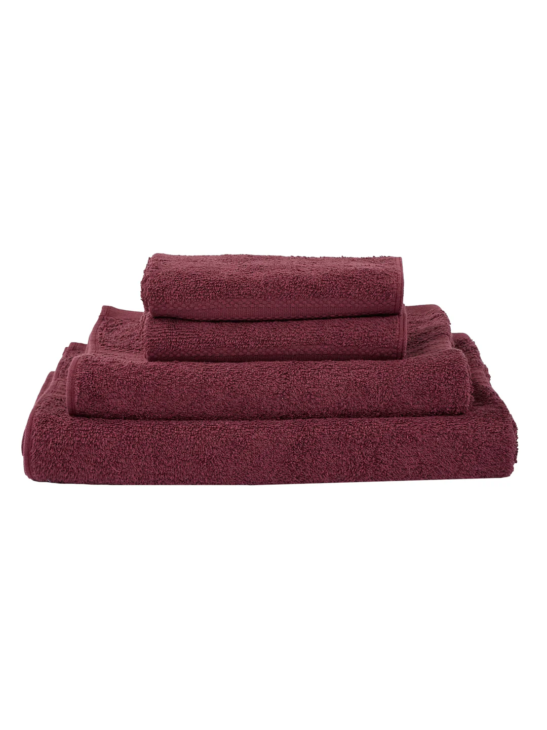 Maroon 100% Cotton Solid 380 GSM Bath Towel Jazz 4 Pc Set Gifting Box Pack - Image 5