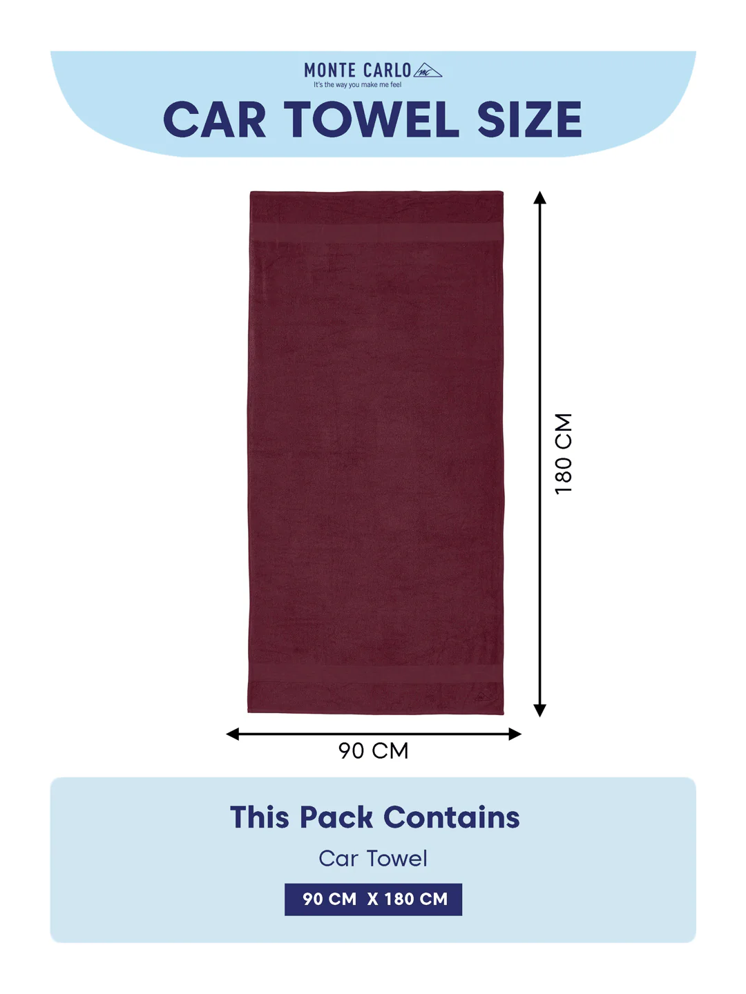 Maroon Pure Cotton Solid 380 GSM Car Towel 1 Piece (Jazz Collection) - Image 7