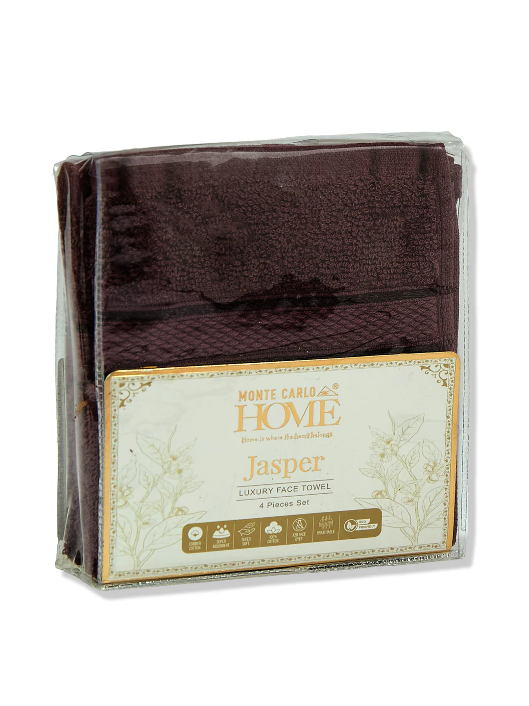 Maroon Pure Cotton Solid 400 GSM Face Towel 4 Pc Set (Jasper Collection) - Image 8