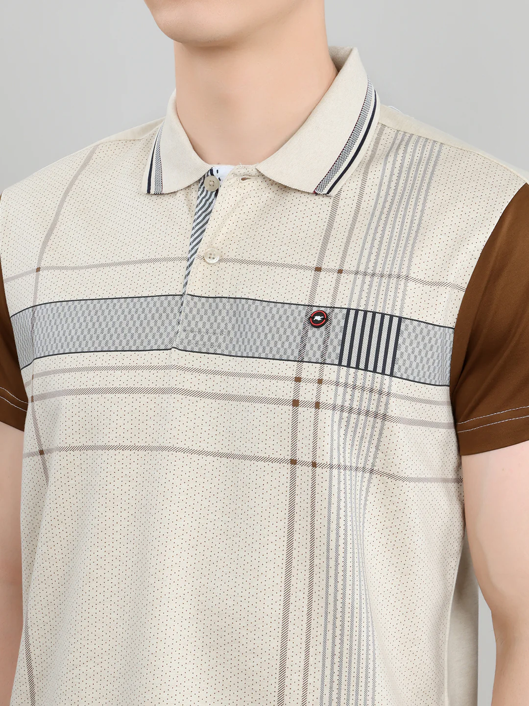 Men Beige & Brown Self Design Collar Half Sleeve 3 Pc Combo Set - Image 11