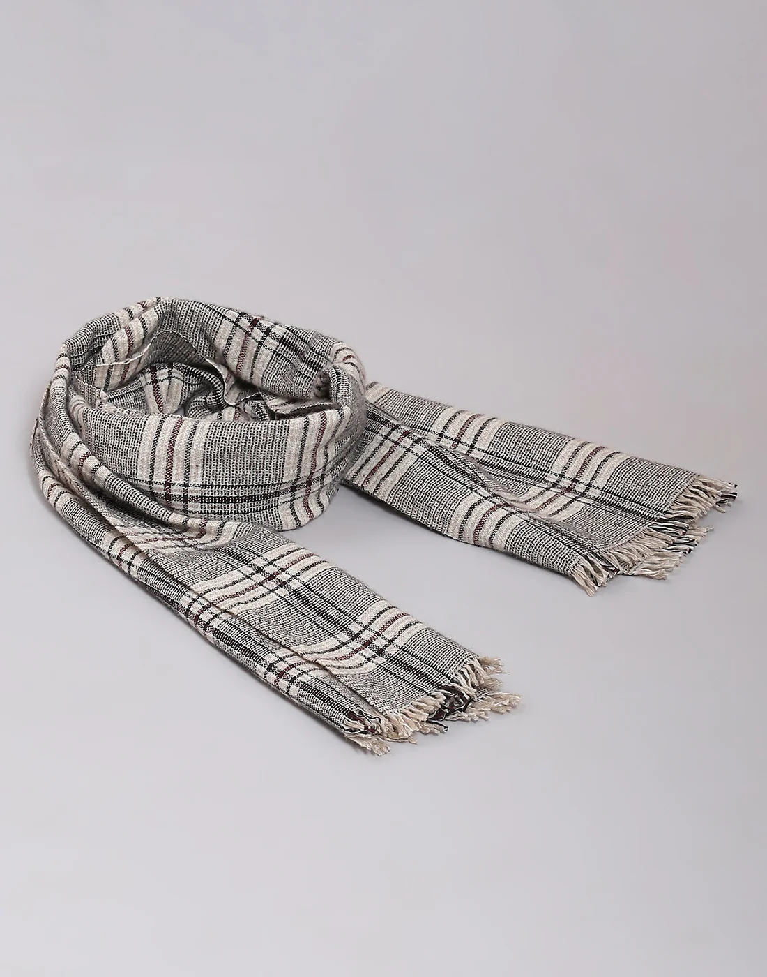 Men Beige Check Muffler - Image 3