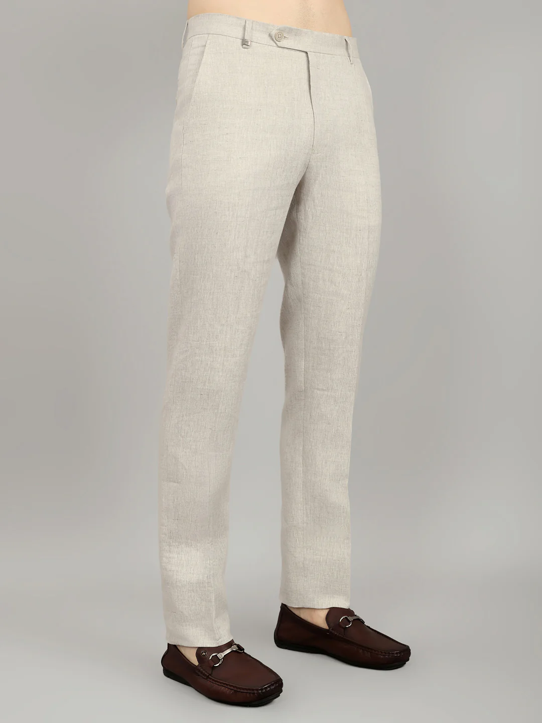 Men Beige Check Regular Fit Trouser - Image 4