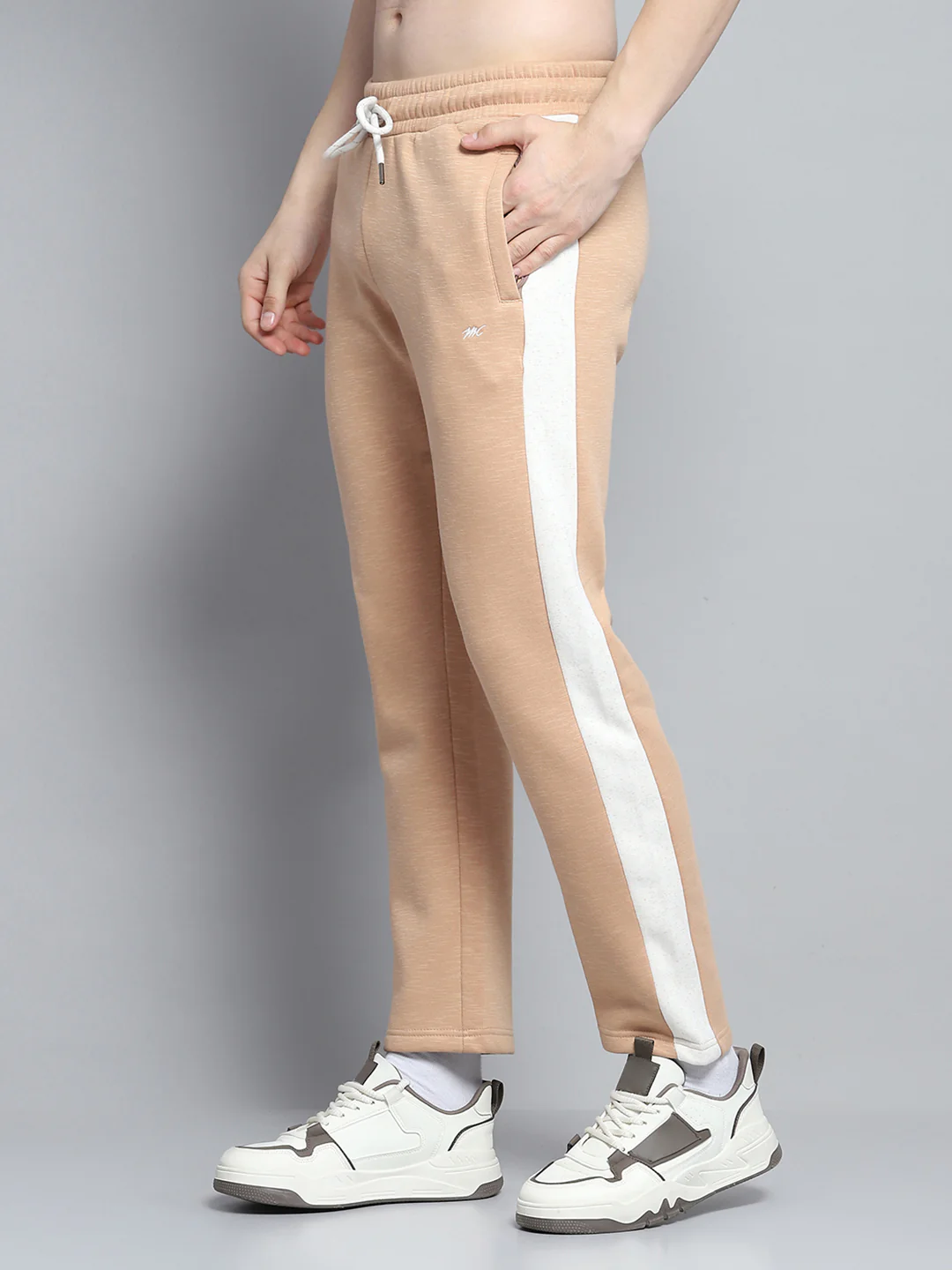 Men Beige Printed Hooded Full Sleeve Winter Tracksuit - Image 7