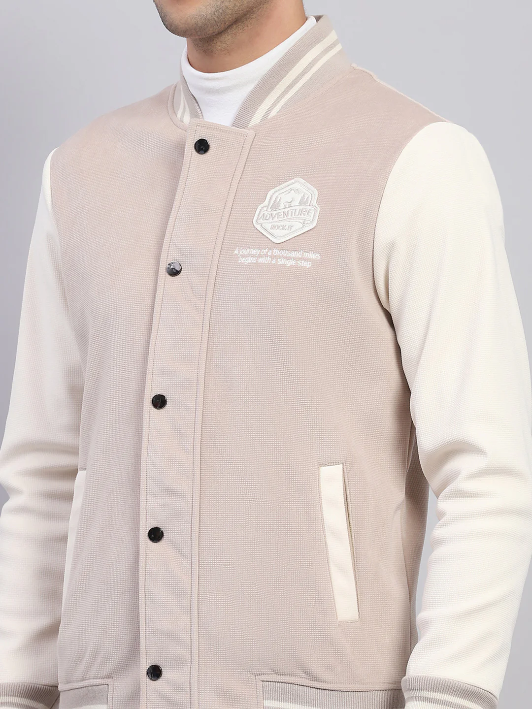 Rock.it Men Beige Printed Mock Neck Full Sleeve Sweatshirt - Image 7