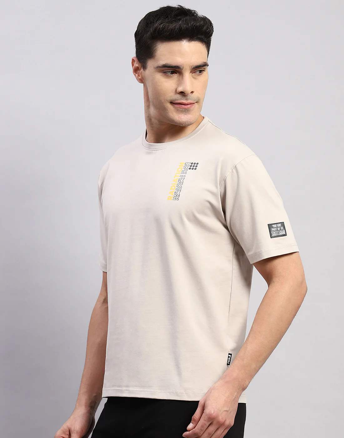 Rock.it Men Beige Printed Round Neck Half Sleeve T-Shirt - Image 4