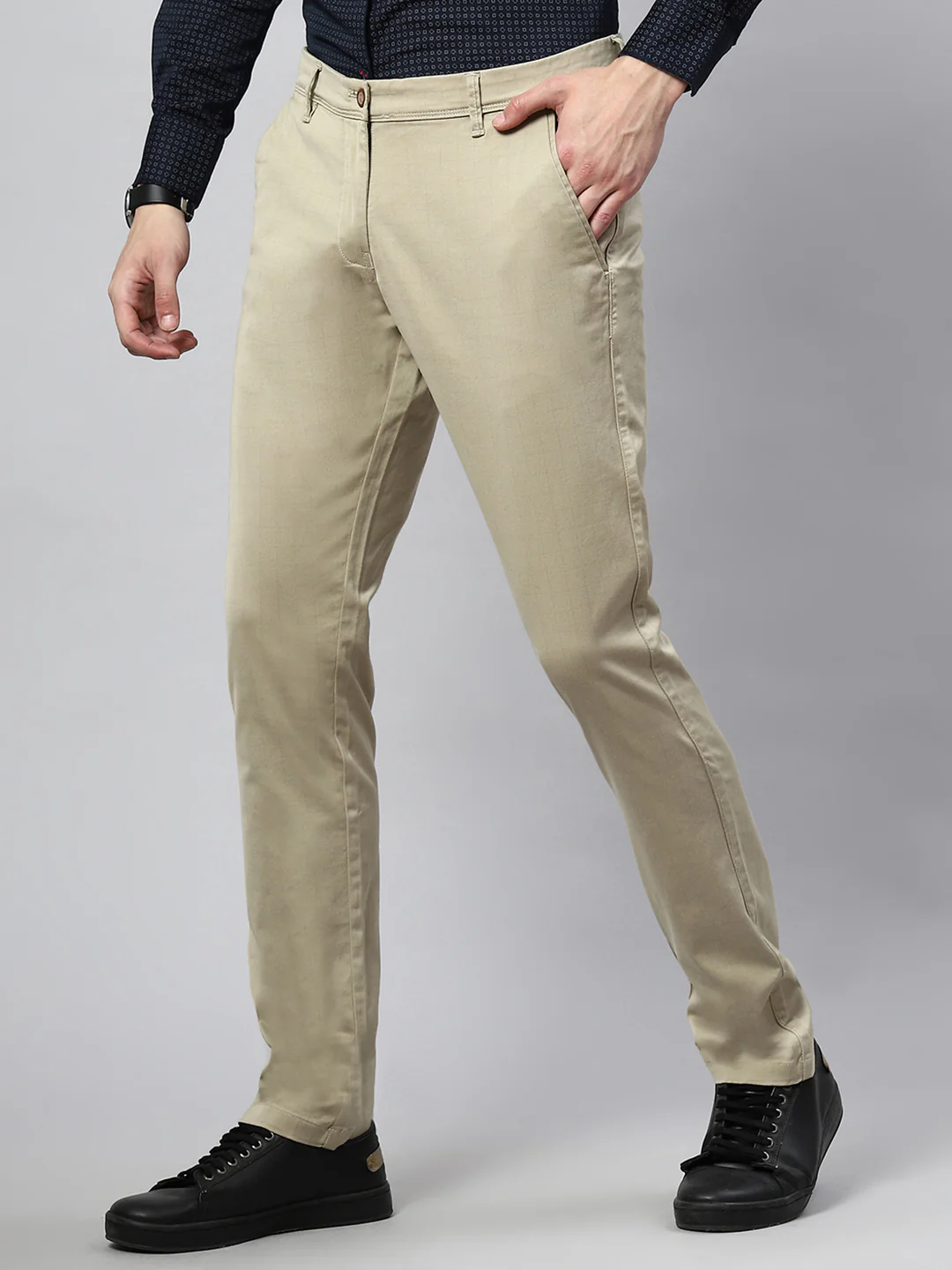 Men Beige Regular Fit Trouser - Image 4