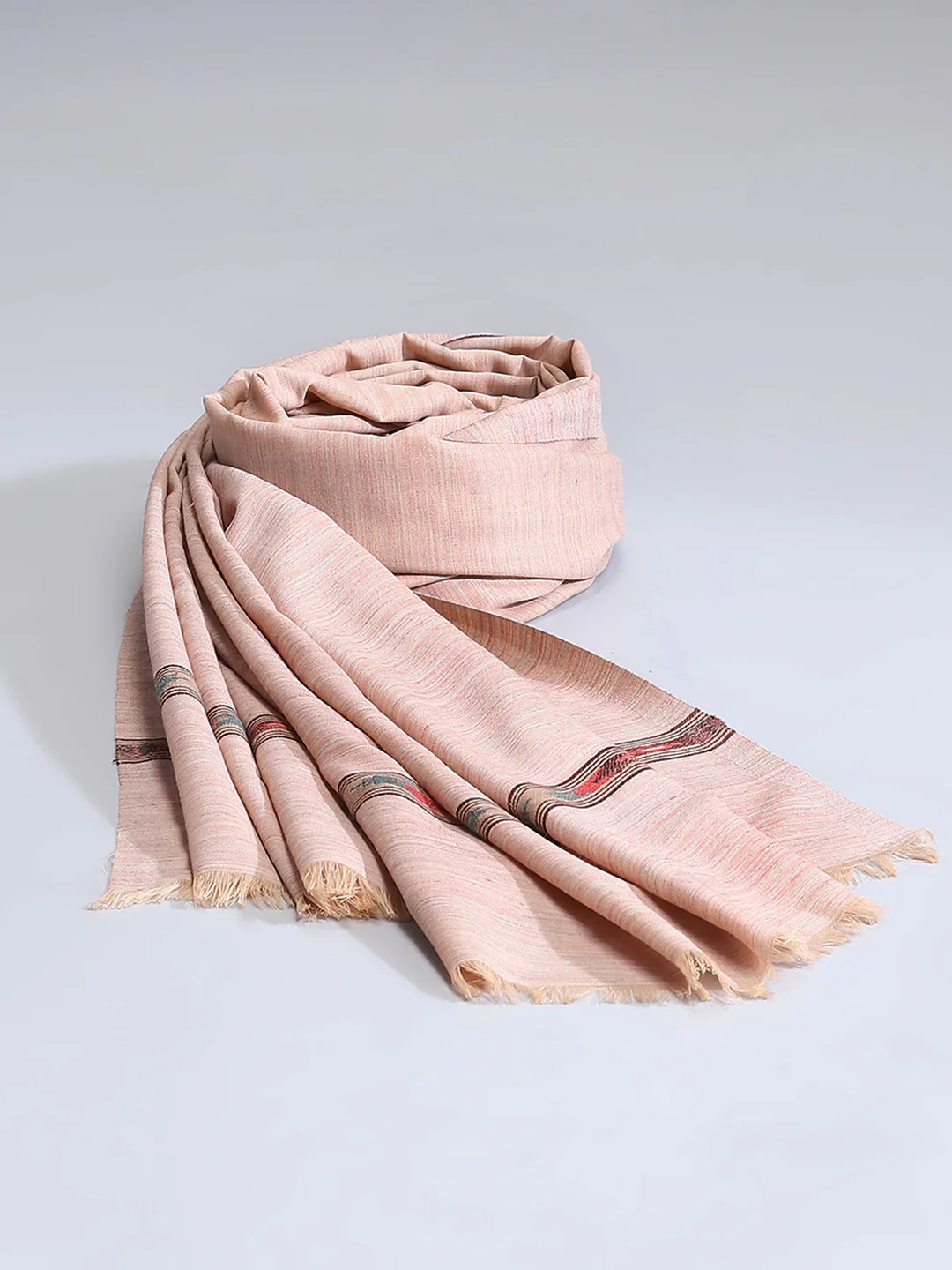 Men Beige Self Design Lohi Shawl - Image 5
