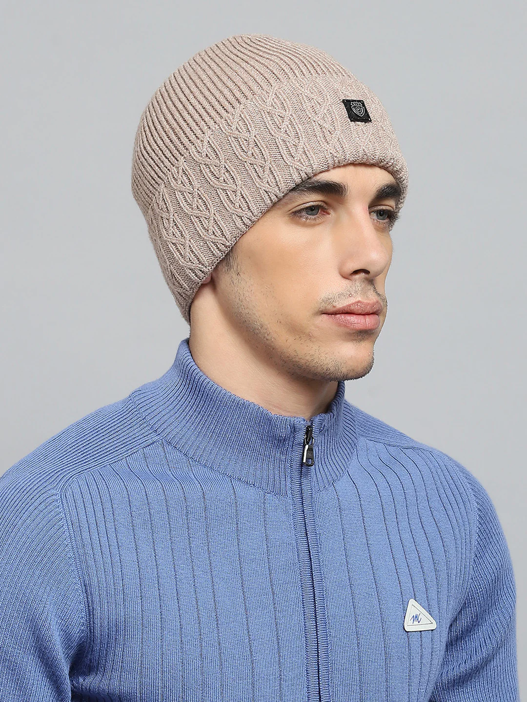 Men Beige Solid Cap - Image 4