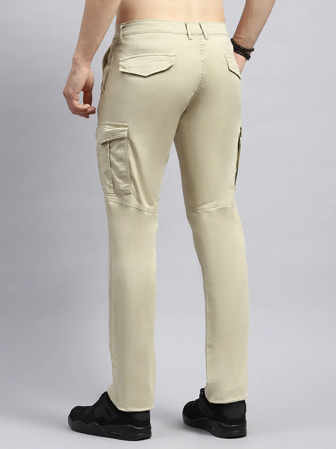 Men Beige Solid Cargo - Image 5