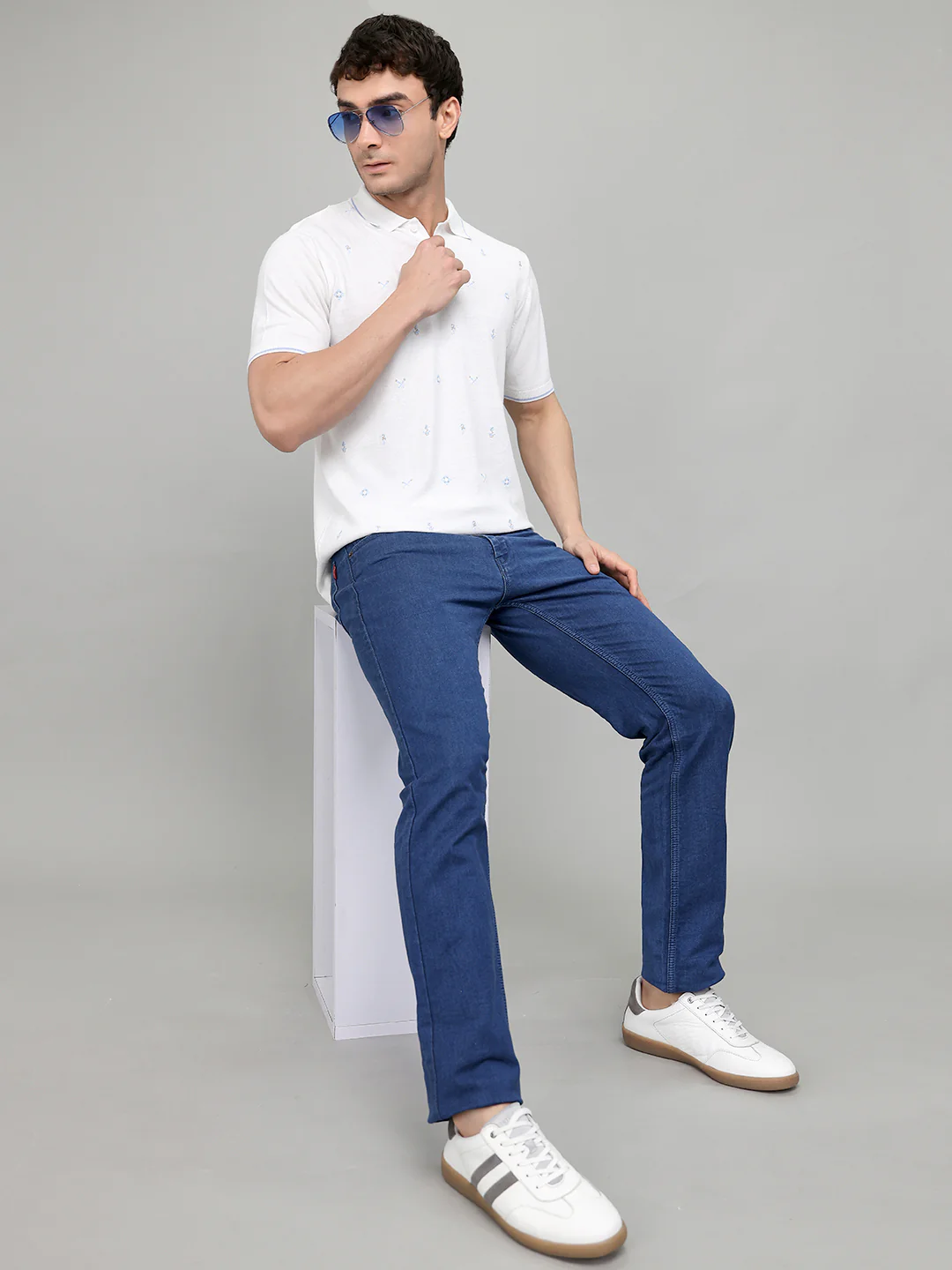 Men Beige Solid Collar Half Sleeve T-Shirt - Image 6