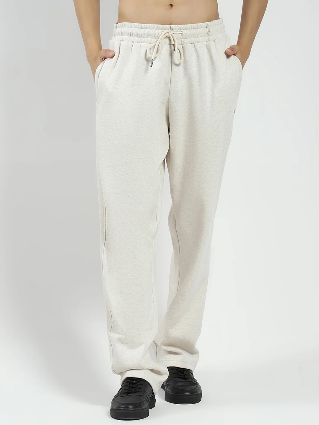 Men Beige Solid Mock Neck Full Sleeve Winter Tracksuit - Image 7