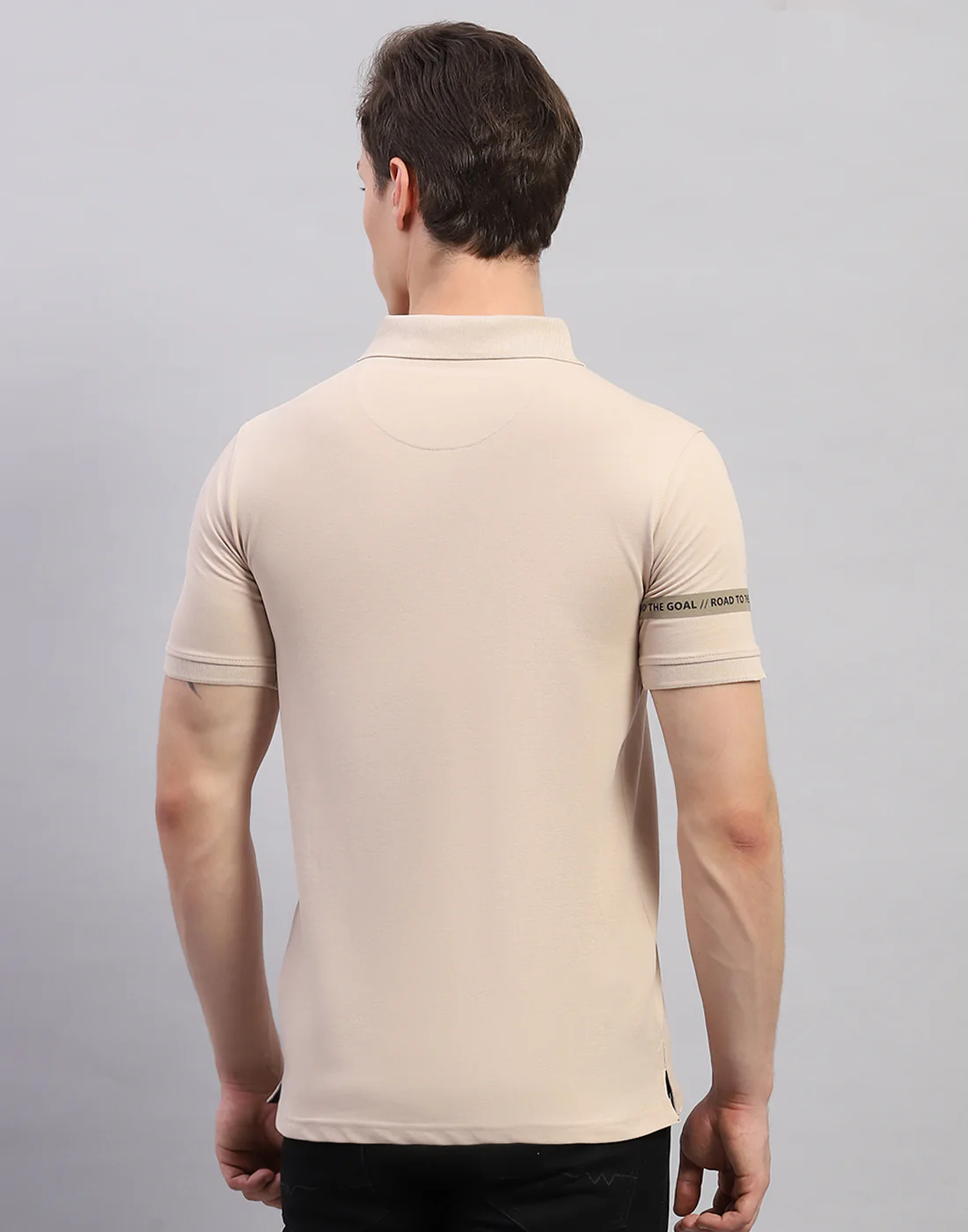 Rock.it Men Beige Solid Polo Collar Half Sleeve T-Shirt - Image 5