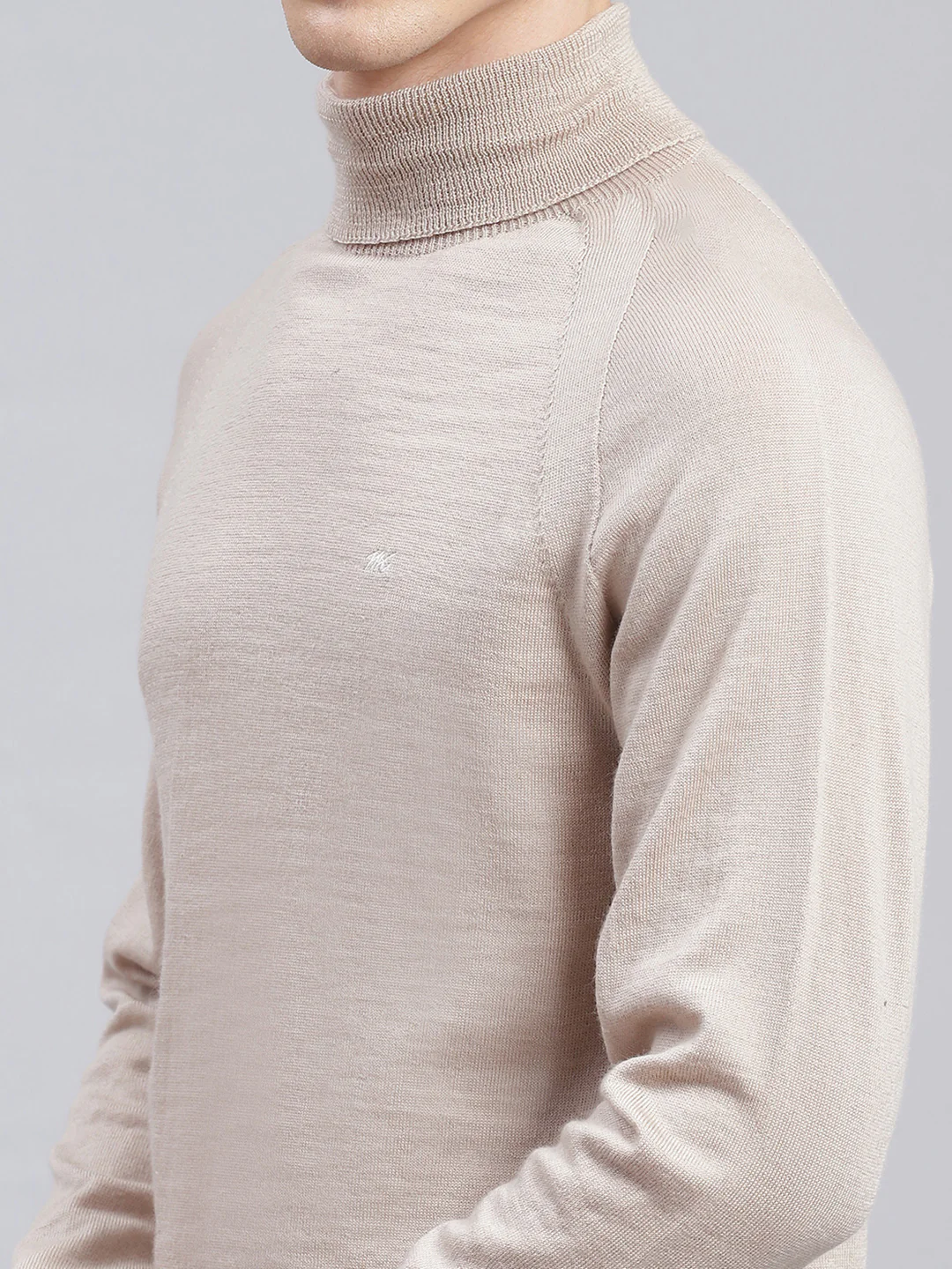 Men Beige Solid Pure wool Pullover - Image 6