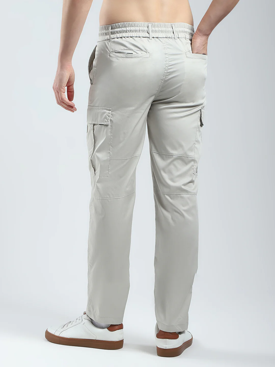 Men Beige Solid Regular Fit Cargo - Image 5