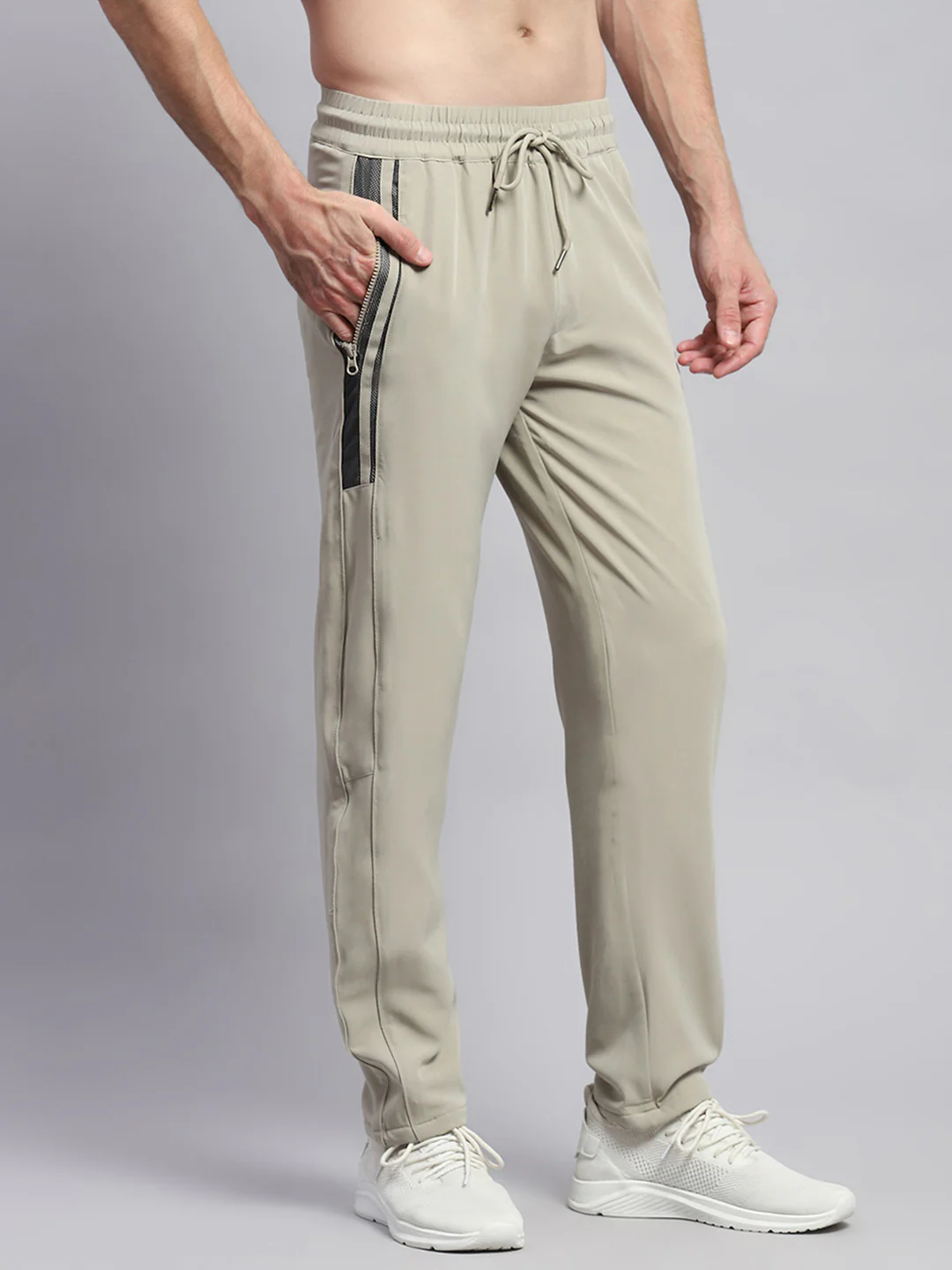 Men Beige Solid Regular Fit Lower - Image 4
