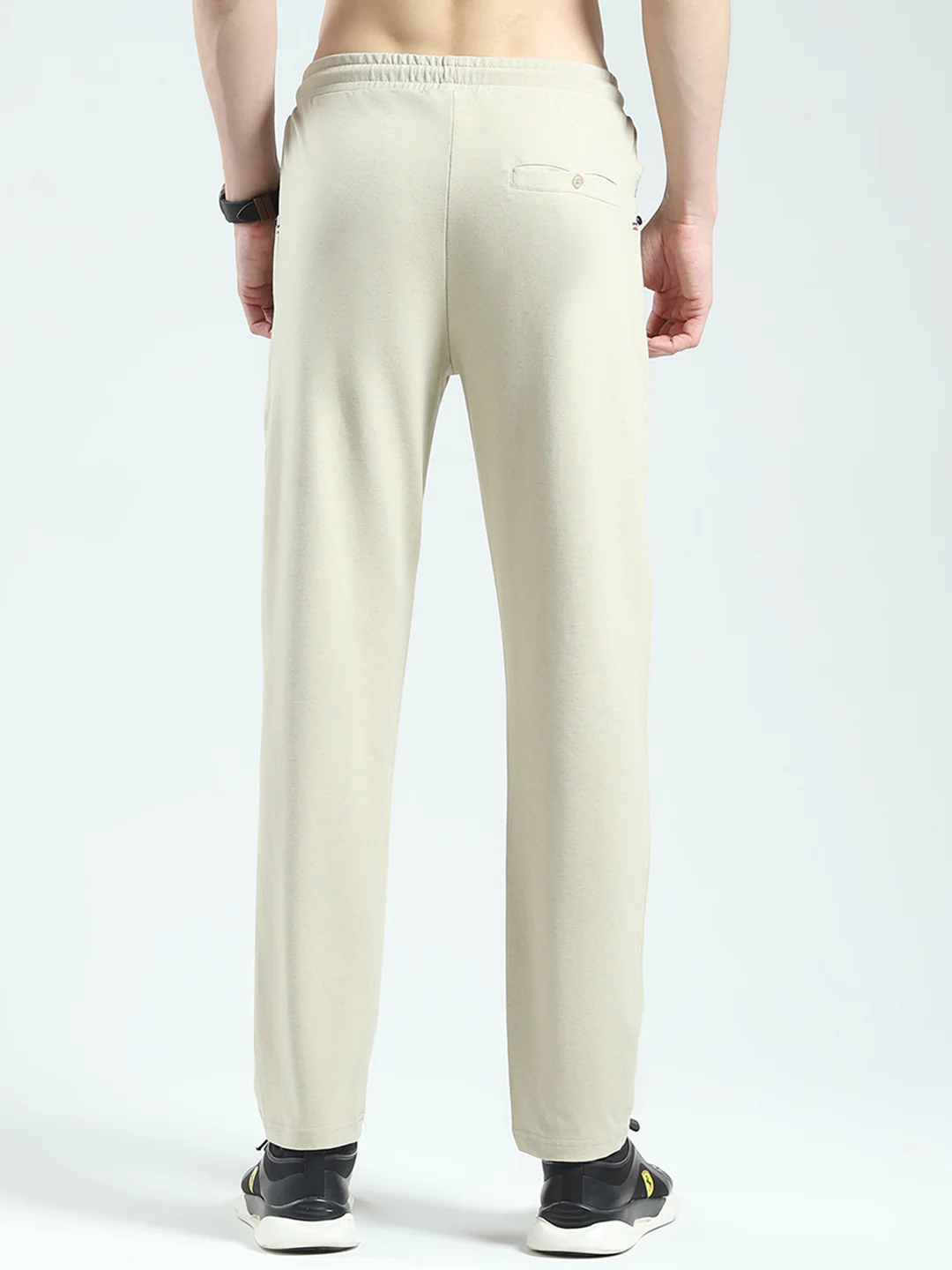 Men Beige Solid Regular Fit Lower - Image 5