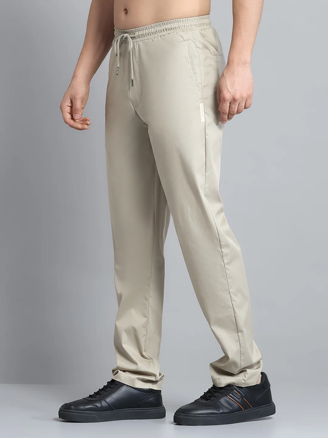 Men Beige Solid Regular Fit Lower - Image 3