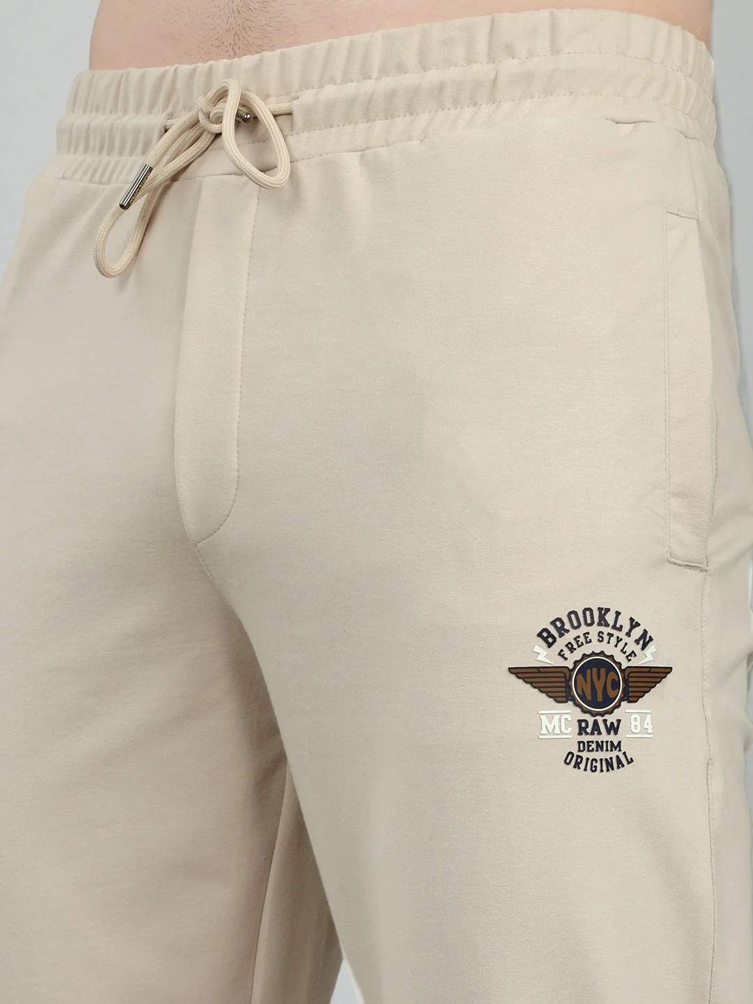 Men Beige Solid Regular Fit Lower - Image 4