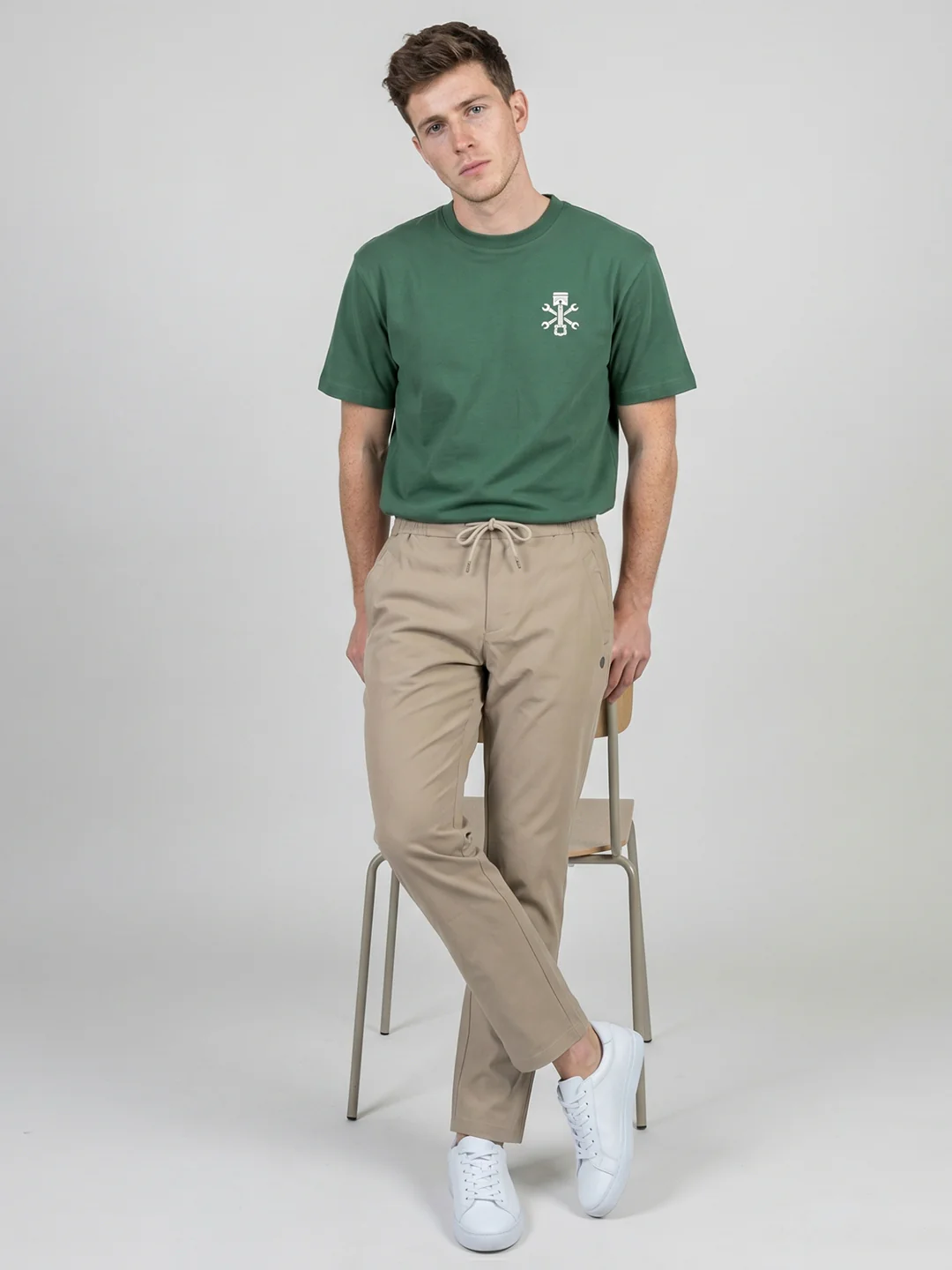 Men Beige Solid Regular Fit Lower - Image 5