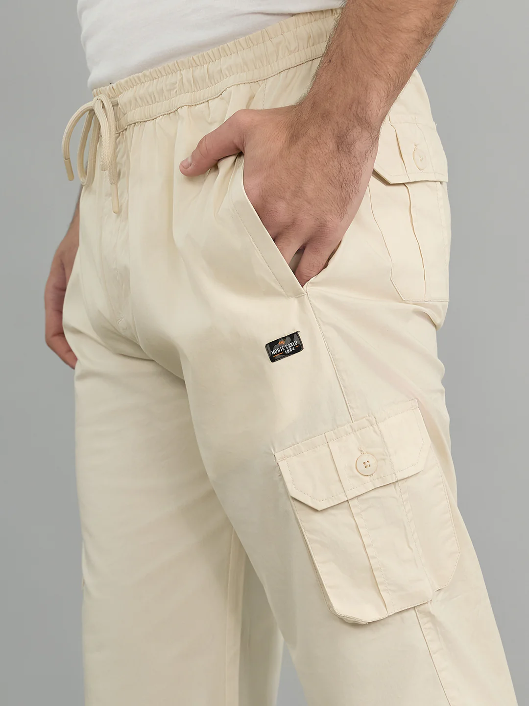 Men Beige Solid Regular Fit Lower - Image 5