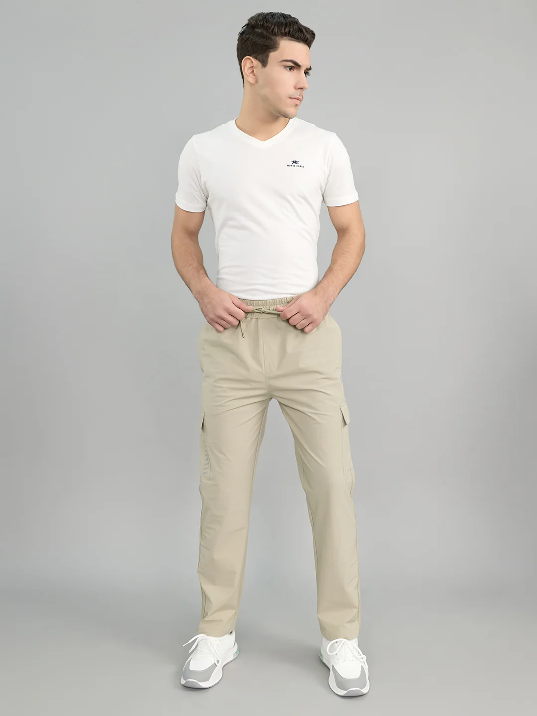 Men Beige Solid Regular Fit Lower - Image 6