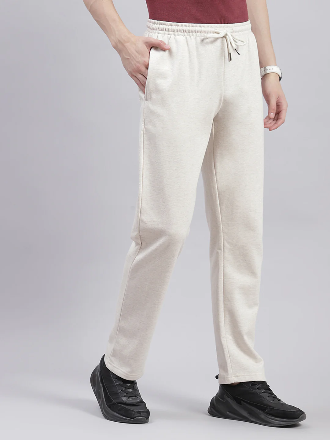 Men Beige Solid Regular Fit Winter Lowers - Image 4