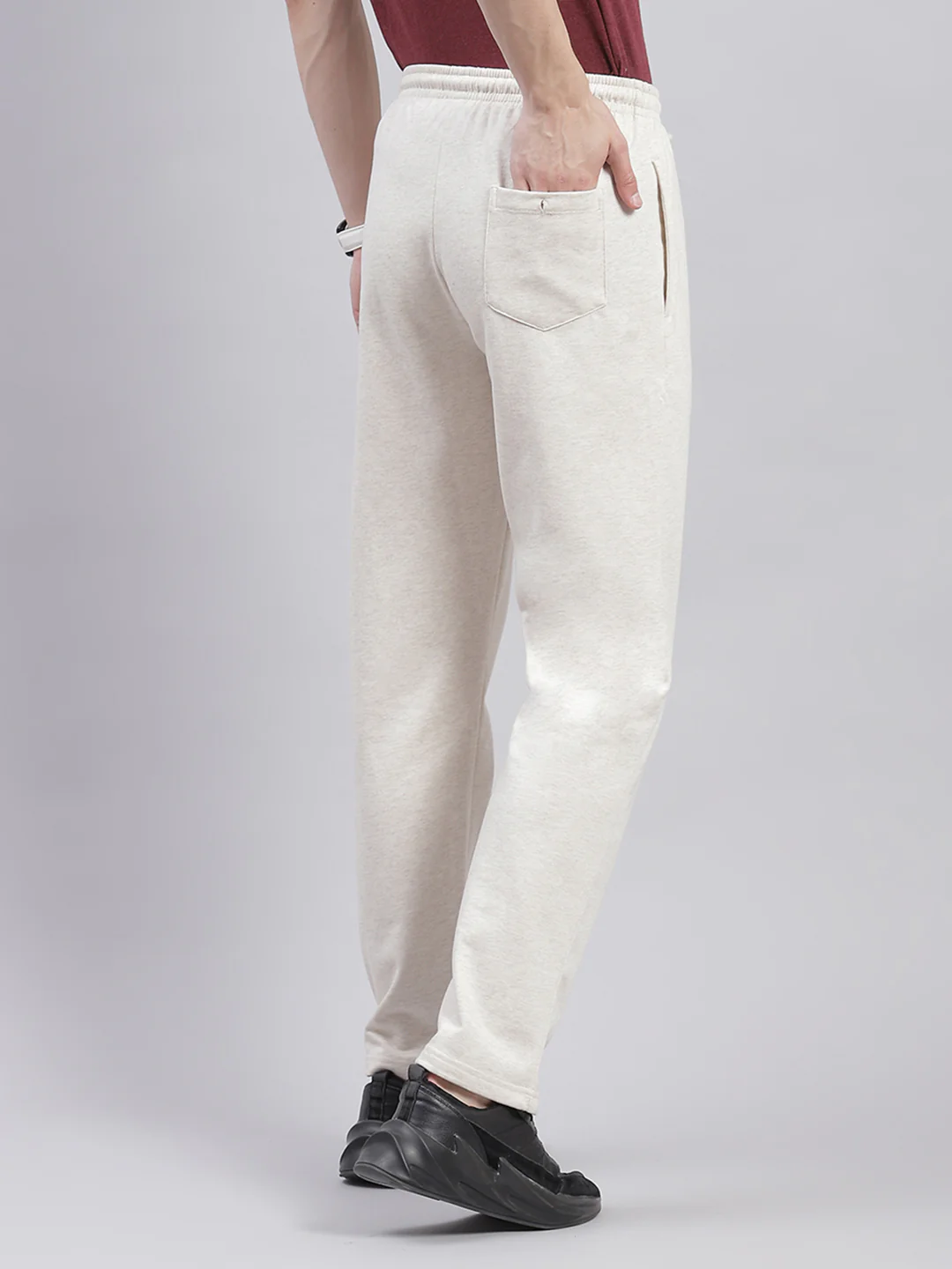 Men Beige Solid Regular Fit Winter Lowers - Image 5