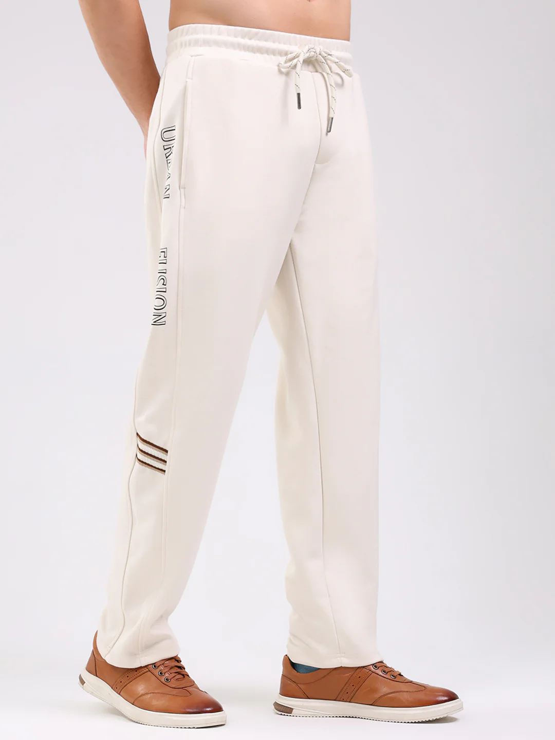 Men Beige Solid Regular Fit Winter Lower - Image 4