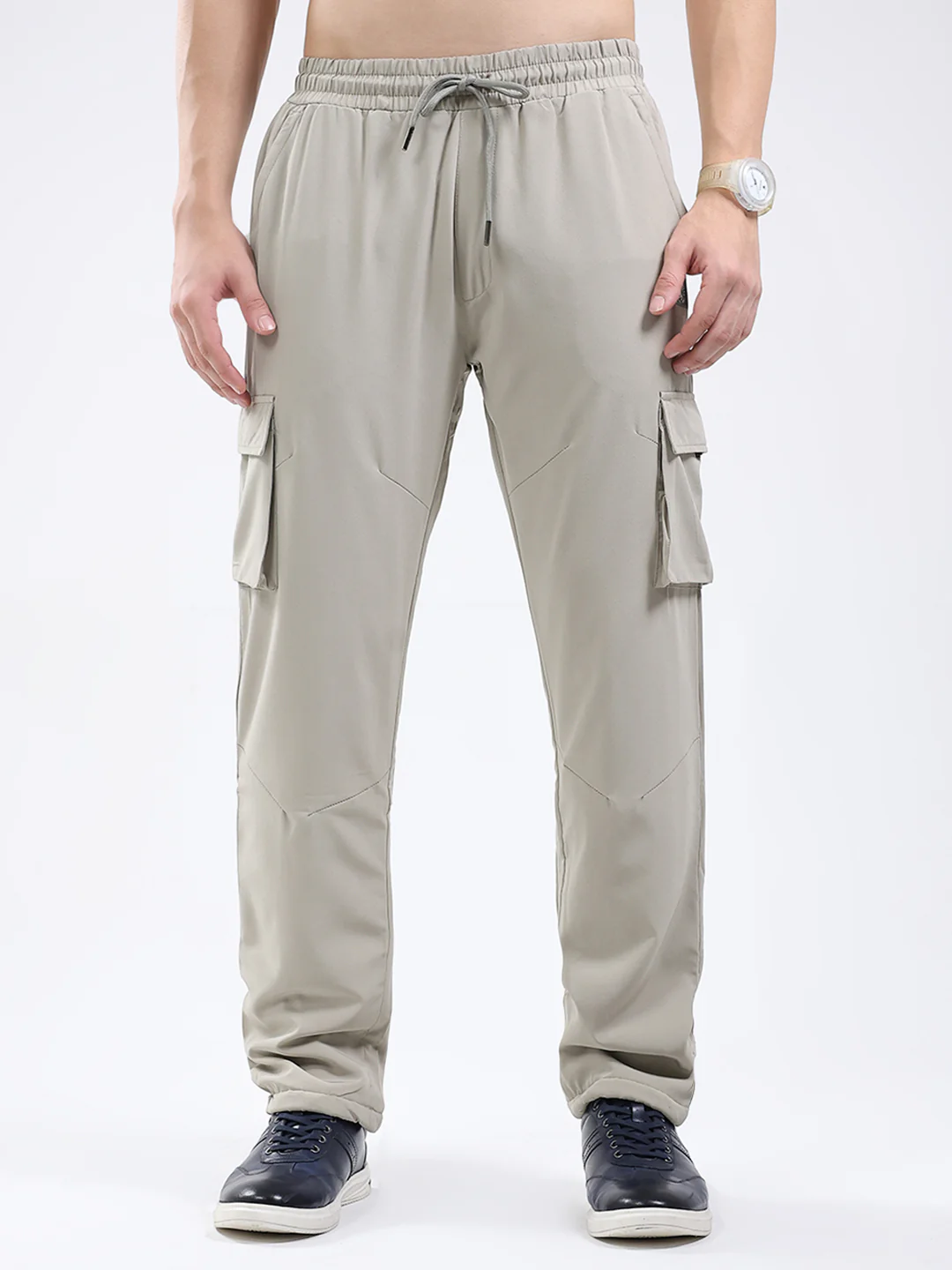 Men Beige Solid Regular Fit Winter Lower